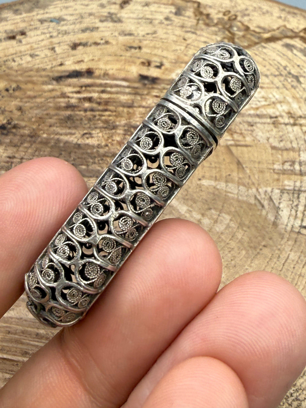 Antique Continental Silver Filigree Vesta Case