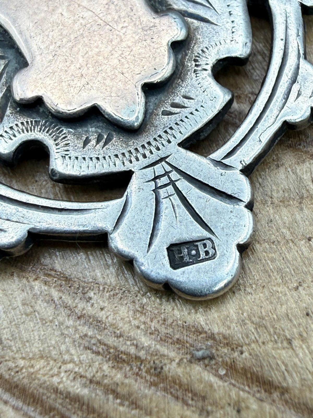 Antique Sterling Silver Watch Fob Pendant With Rose Gold Cartouche