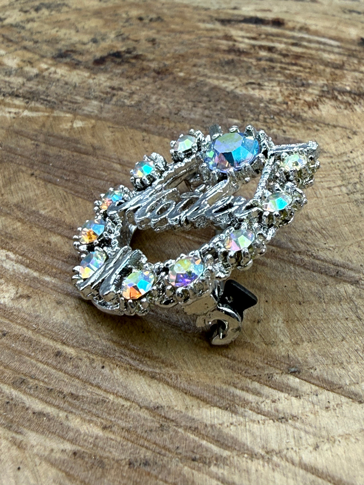 Vintage Mother Brooch with Aurora Borealis Rhinestones
