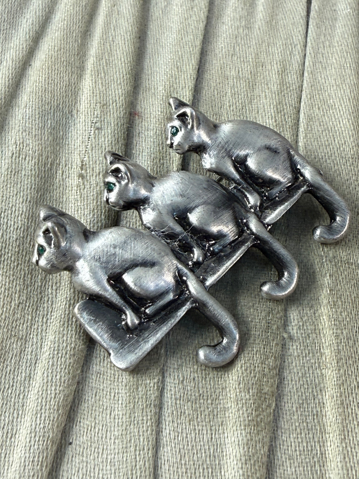 Vintage Three Cats & Fence Brooch