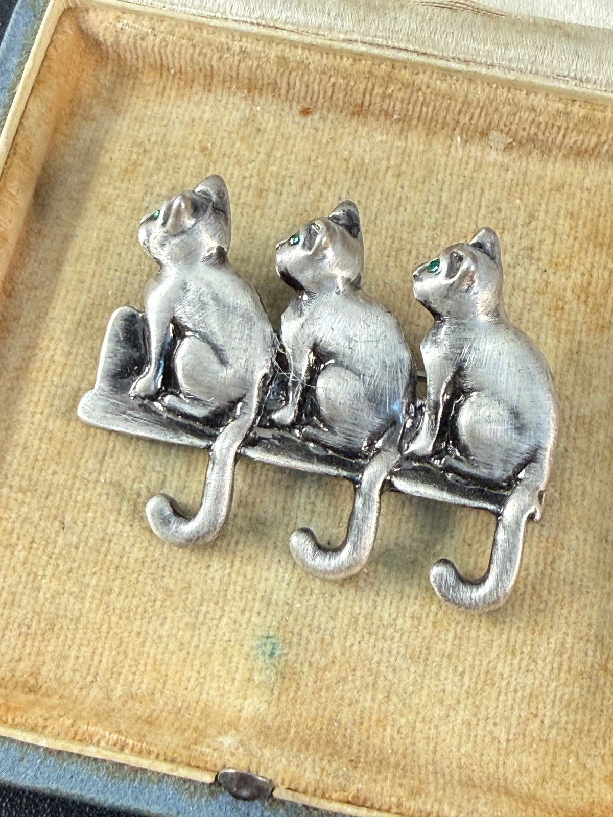 Vintage Three Cats & Fence Brooch