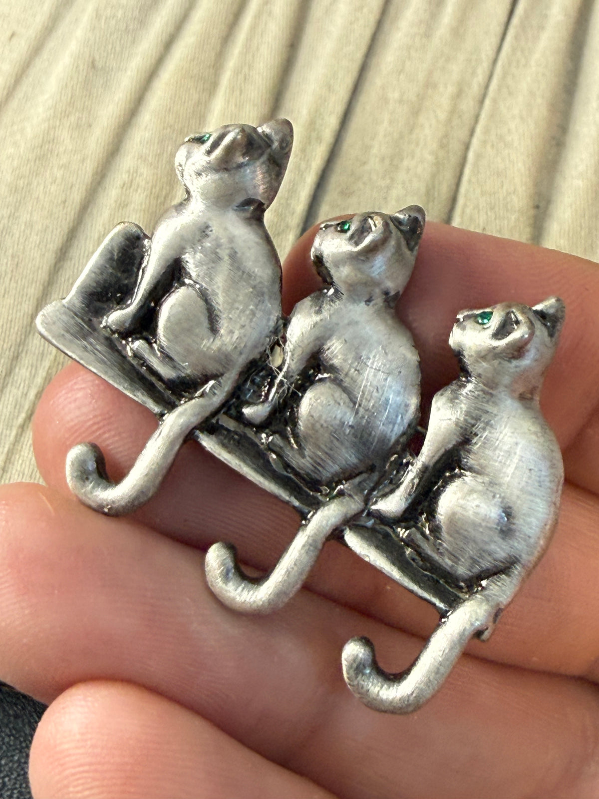 Vintage Three Cats & Fence Brooch