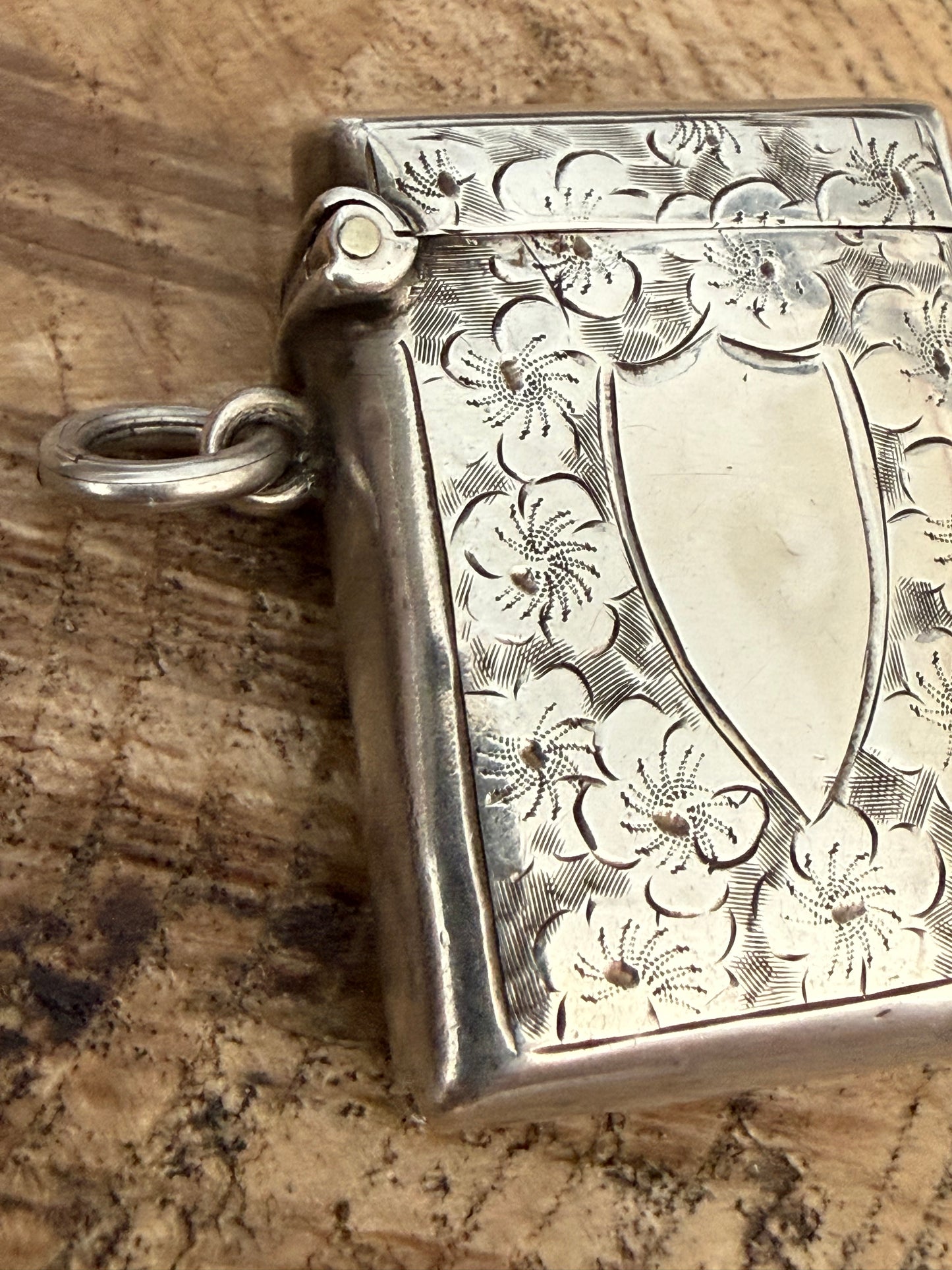 Edwardian Sterling Silver Floral Vesta Case, Birmingham 1906