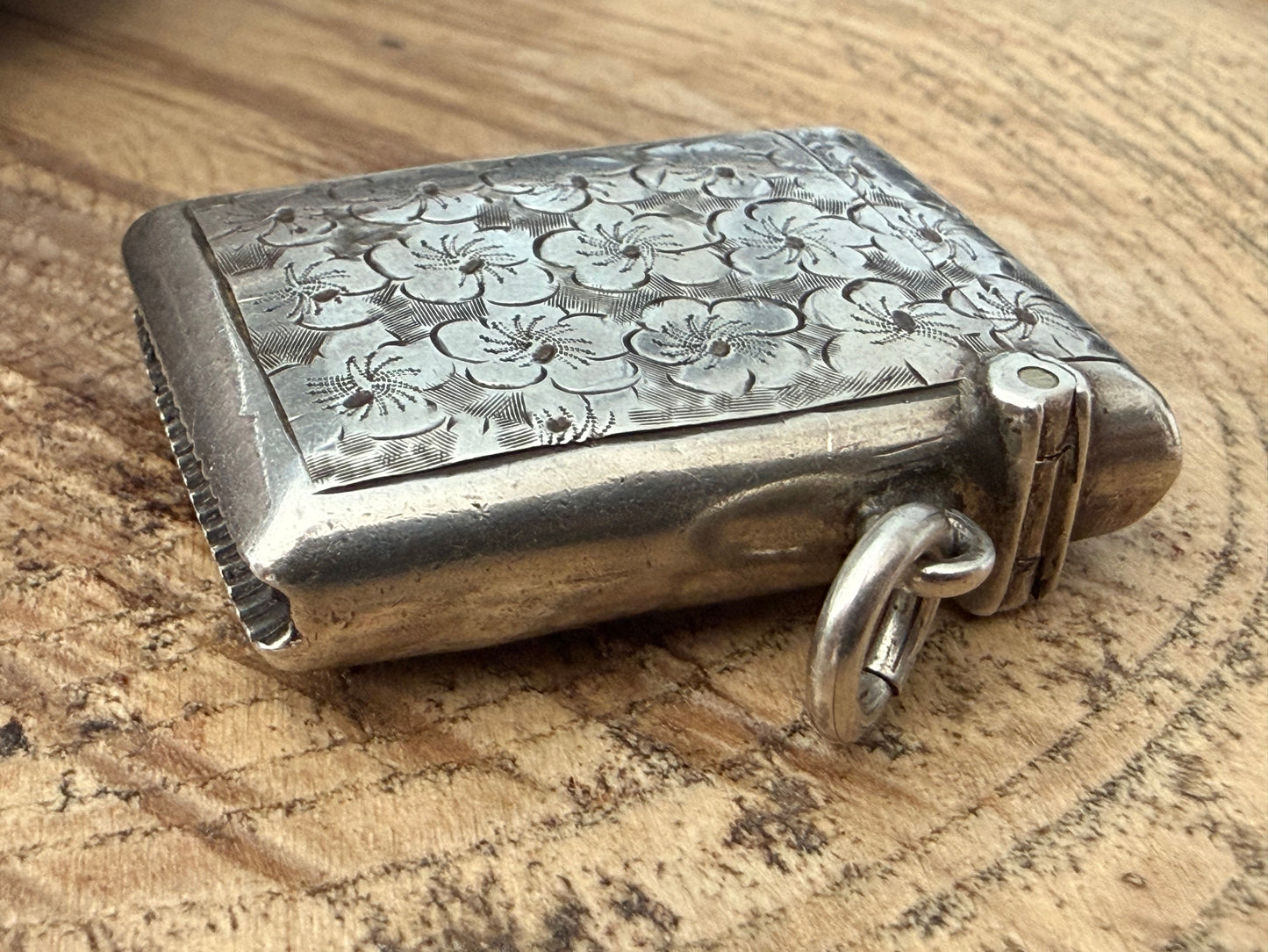 Edwardian Sterling Silver Floral Vesta Case, Birmingham 1906