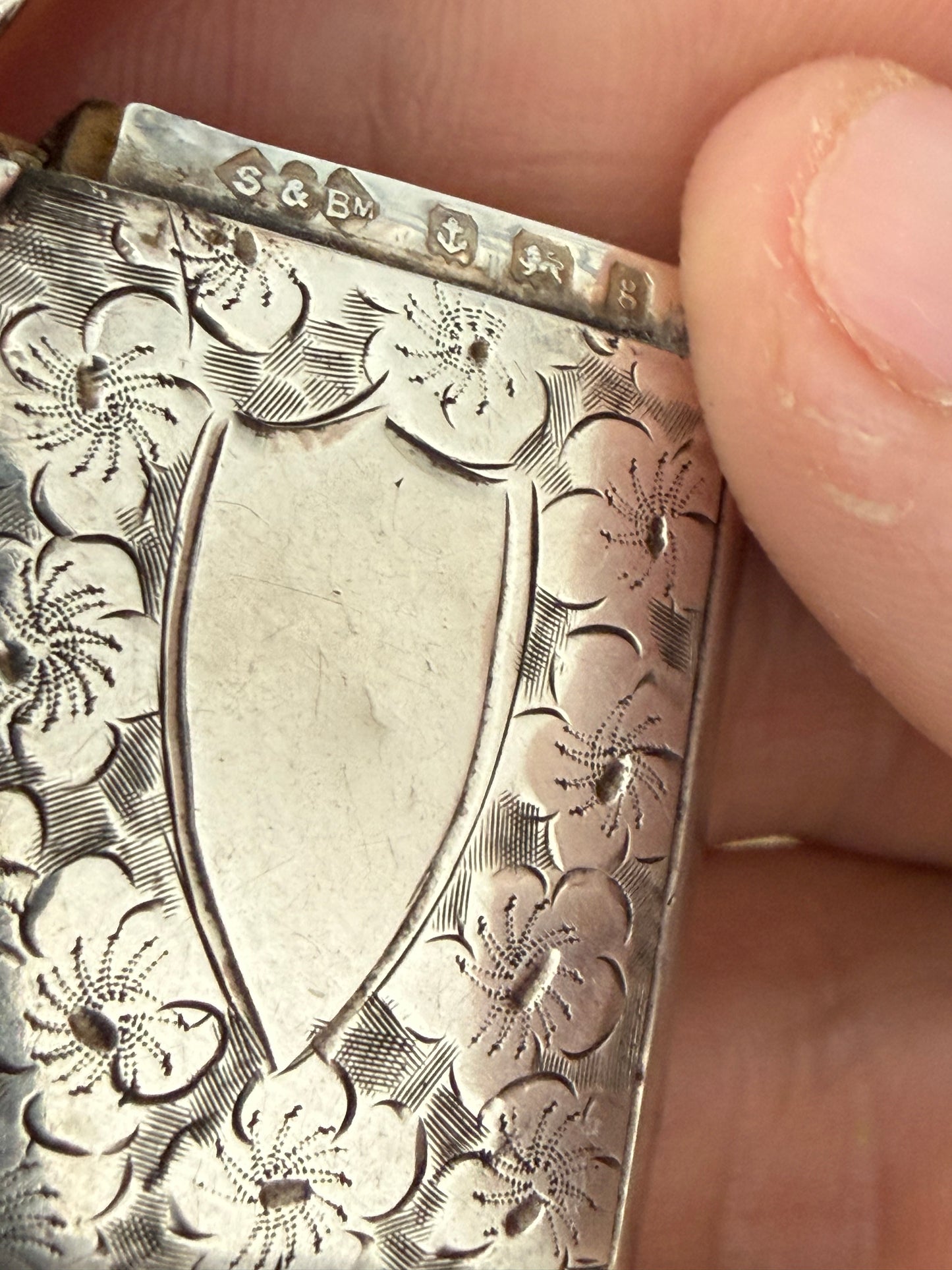 Edwardian Sterling Silver Floral Vesta Case, Birmingham 1906