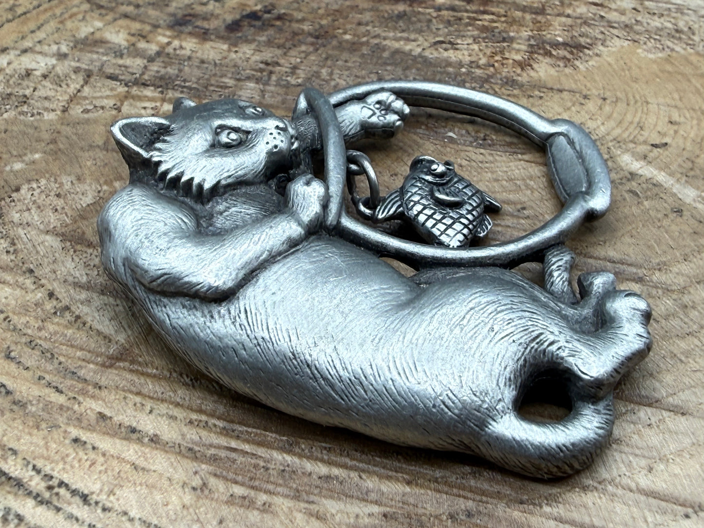 Vintage JJ Jonette Cat & Fish Bowl Brooch