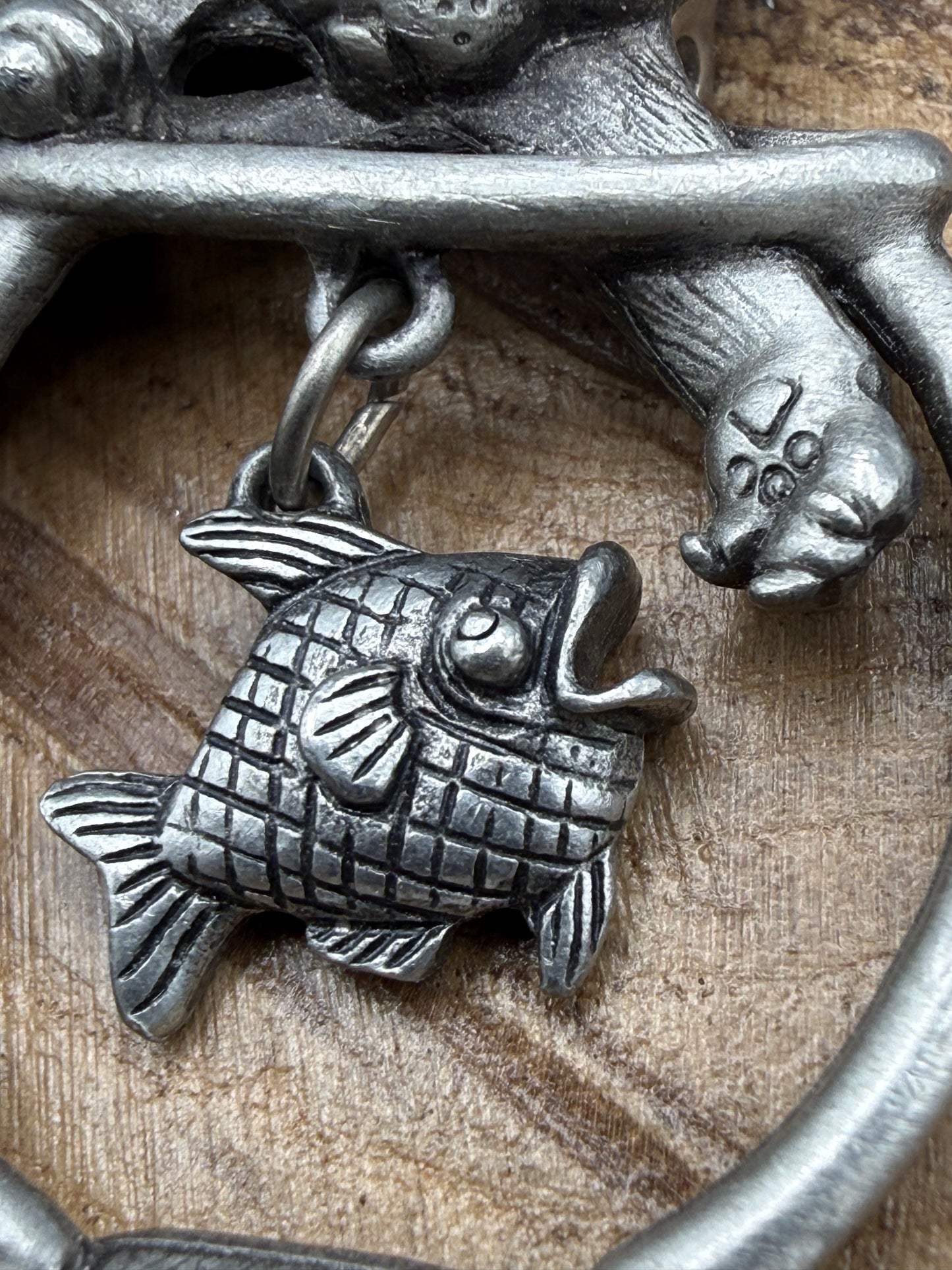 Vintage JJ Jonette Cat & Fish Bowl Brooch