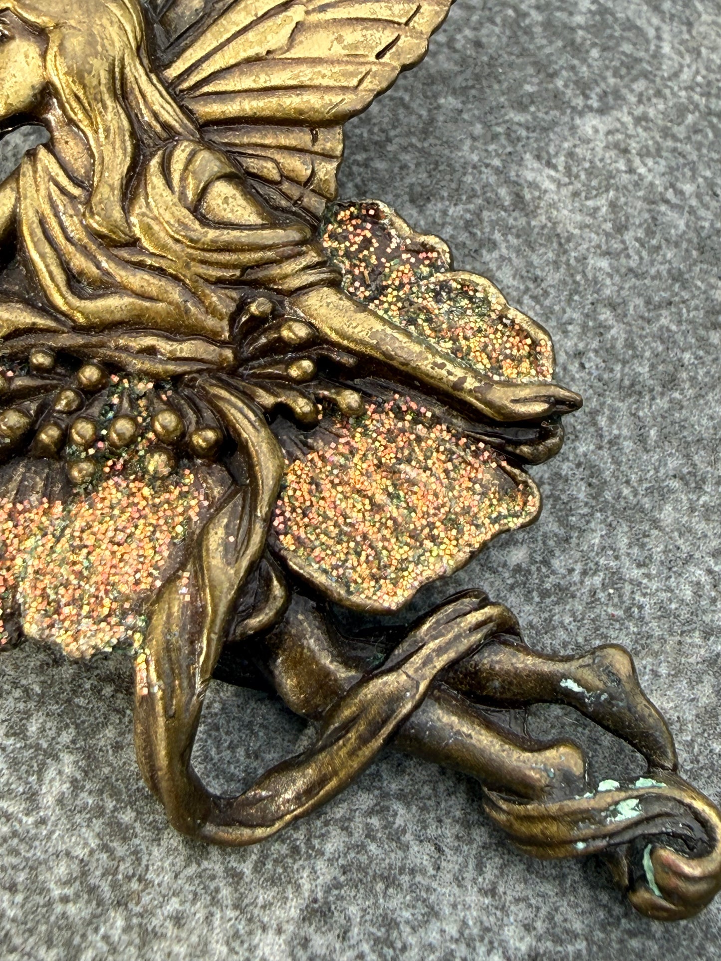Vintage JJ Jonette Fairy Brooch with Rhinestone Star Wand