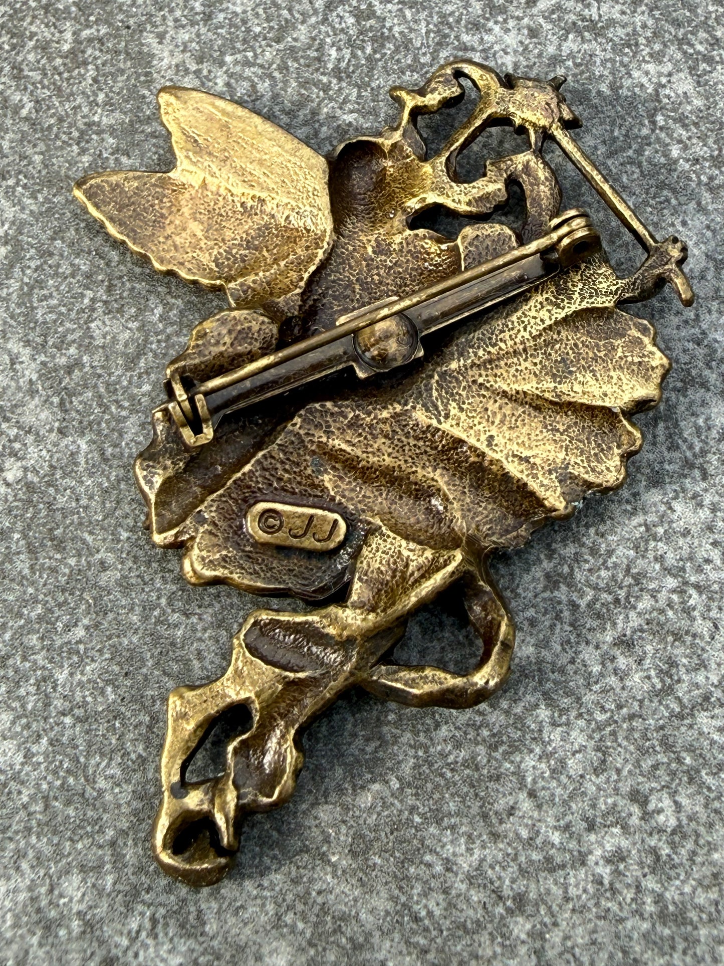 Vintage JJ Jonette Fairy Brooch with Rhinestone Star Wand