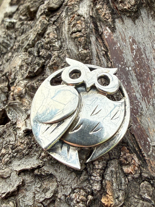 Ola Gorie Barn Owl Brooch in Sterling Silver