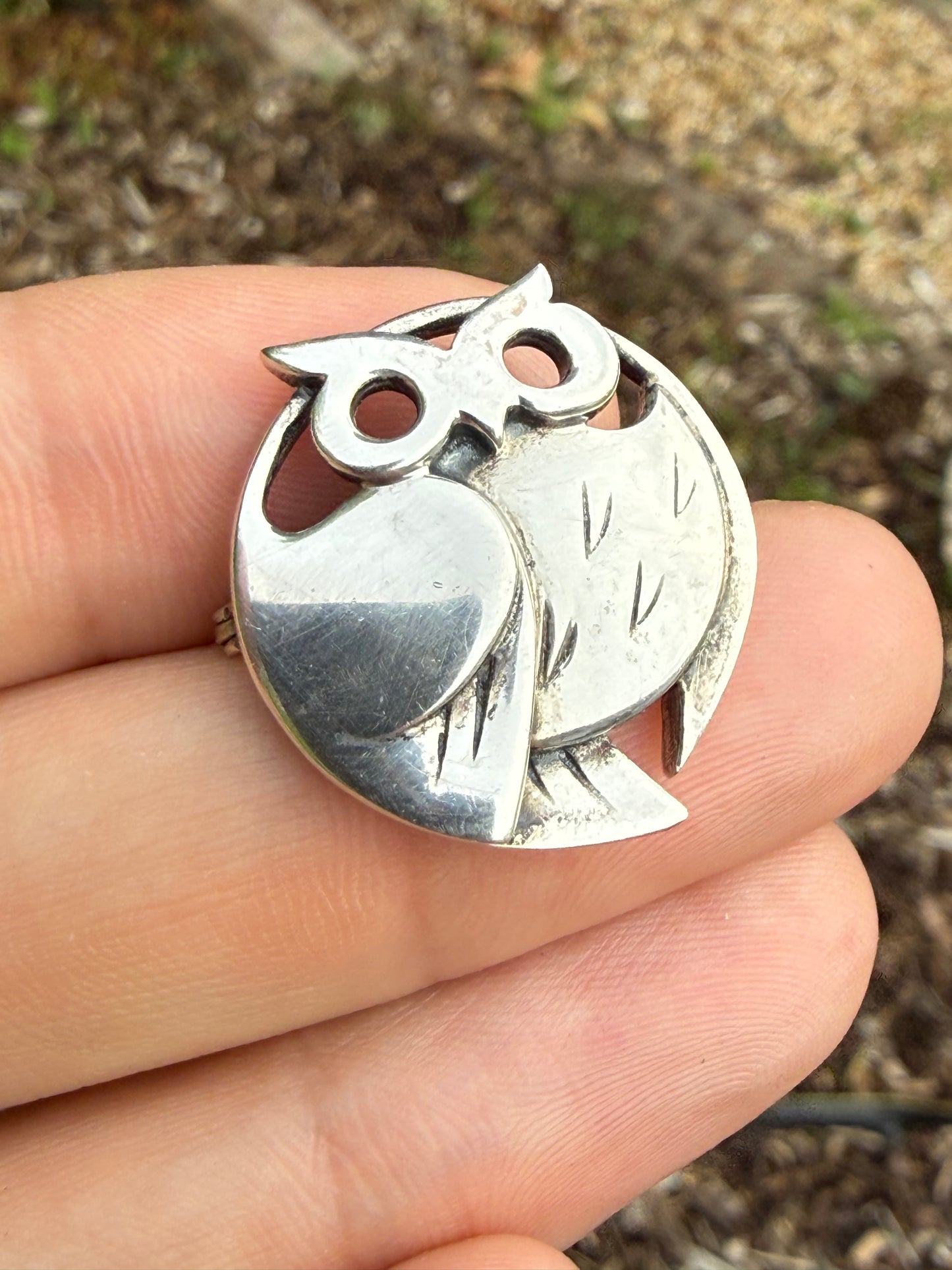 Ola Gorie Barn Owl Brooch in Sterling Silver