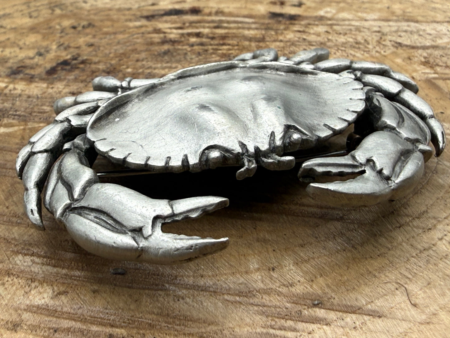 Rare Vintage JJ Jonette Pewter Crab Brooch
