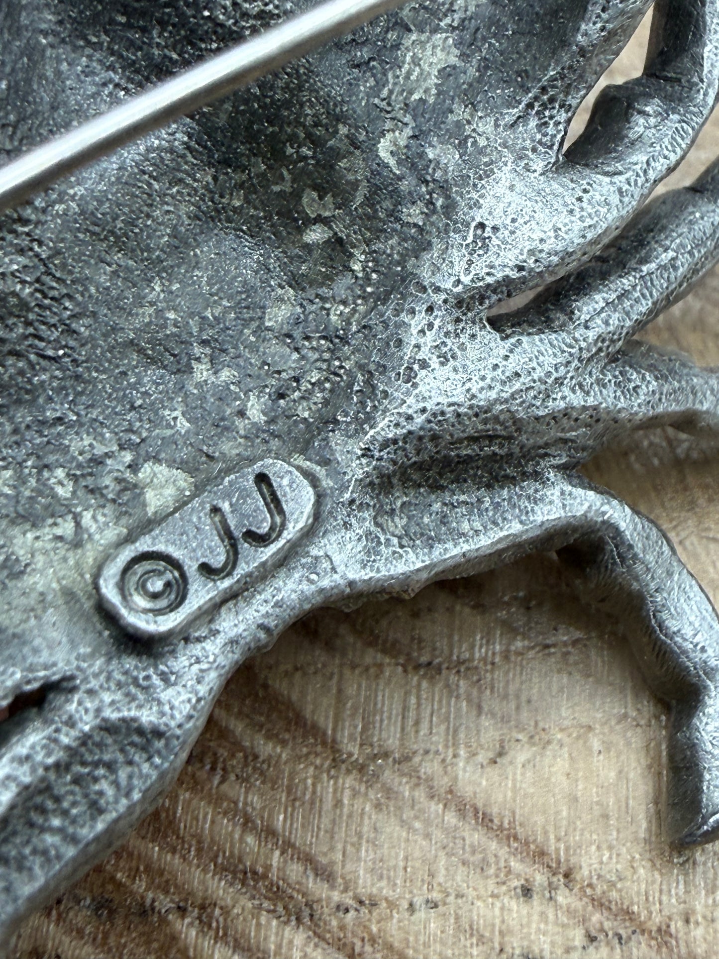 Rare Vintage JJ Jonette Pewter Crab Brooch