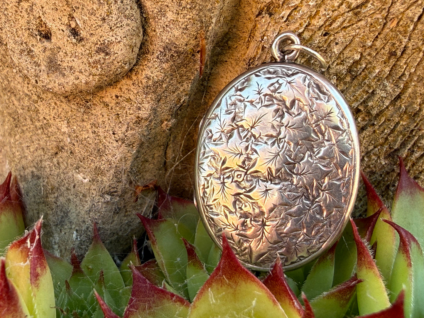 Antique Sterling Silver Foliate Pendant Locket