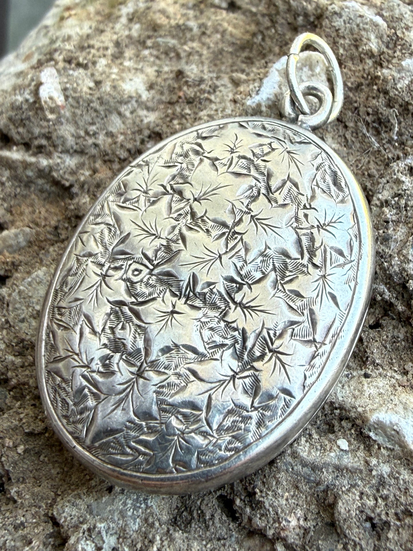 Antique Sterling Silver Foliate Pendant Locket