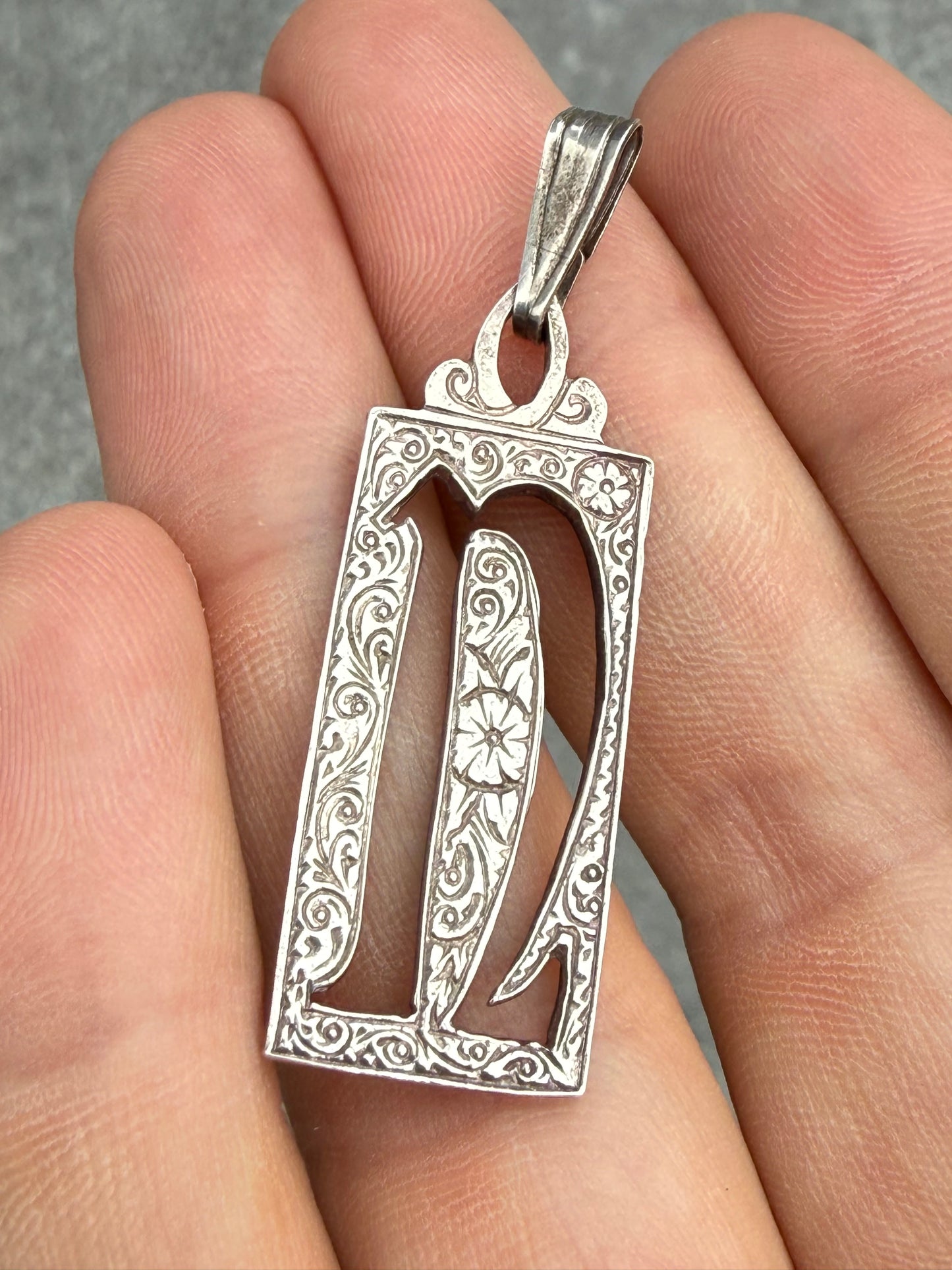 Antique Silver 'Letter N' Pendant