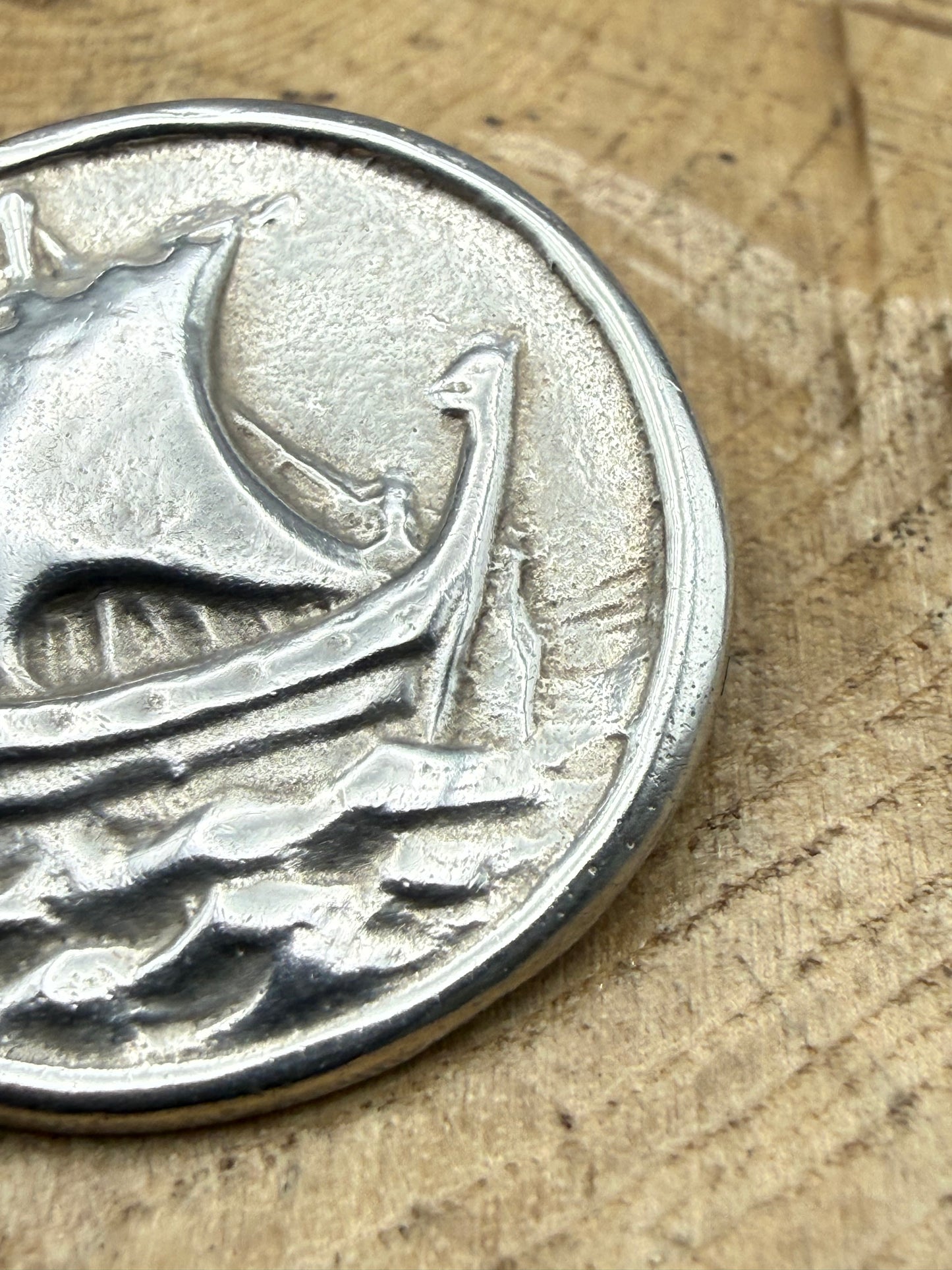 Vintage Sterling Silver Viking Longboat Brooch, Chester 1936