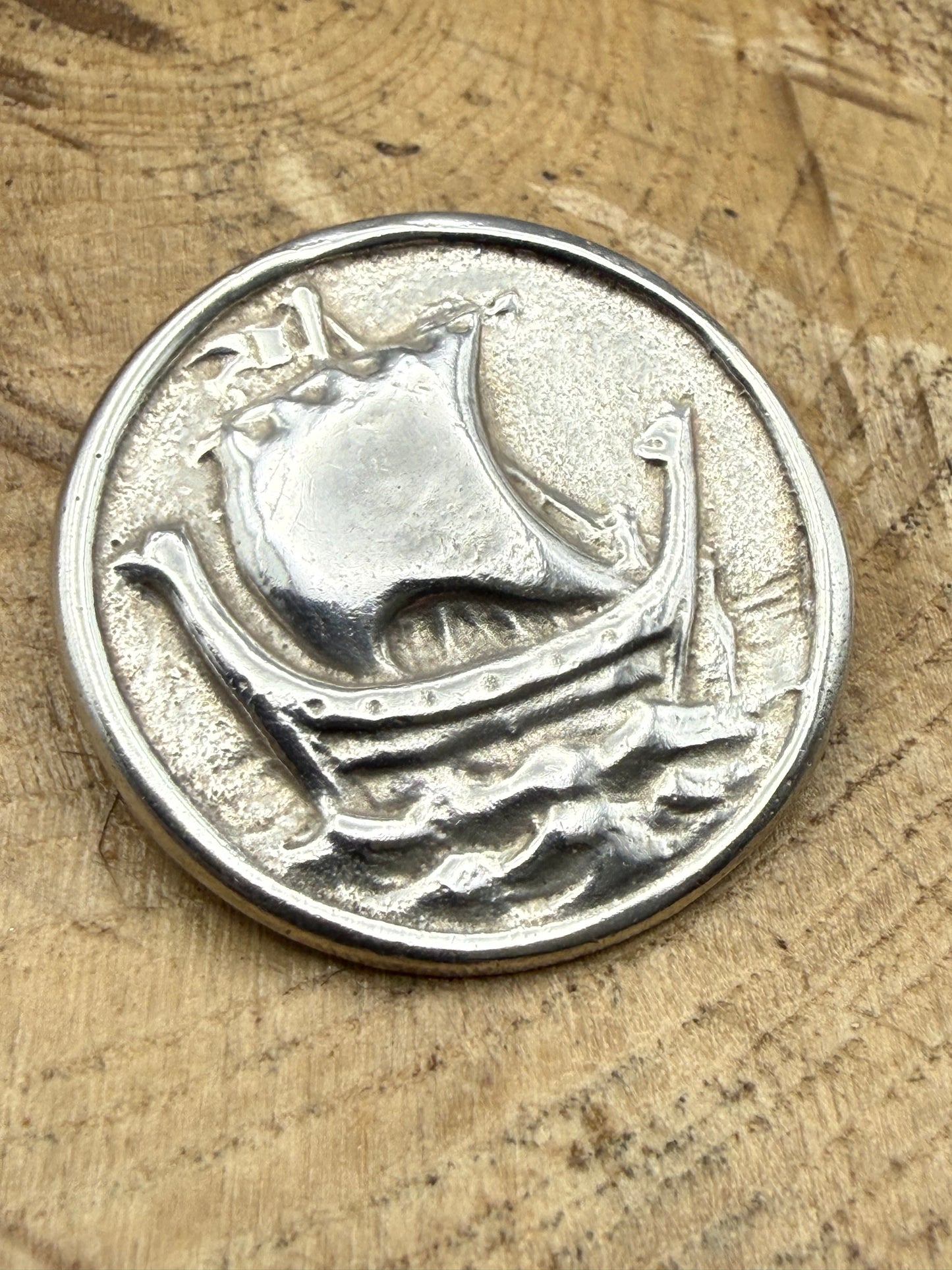 Vintage Sterling Silver Viking Longboat Brooch, Chester 1936