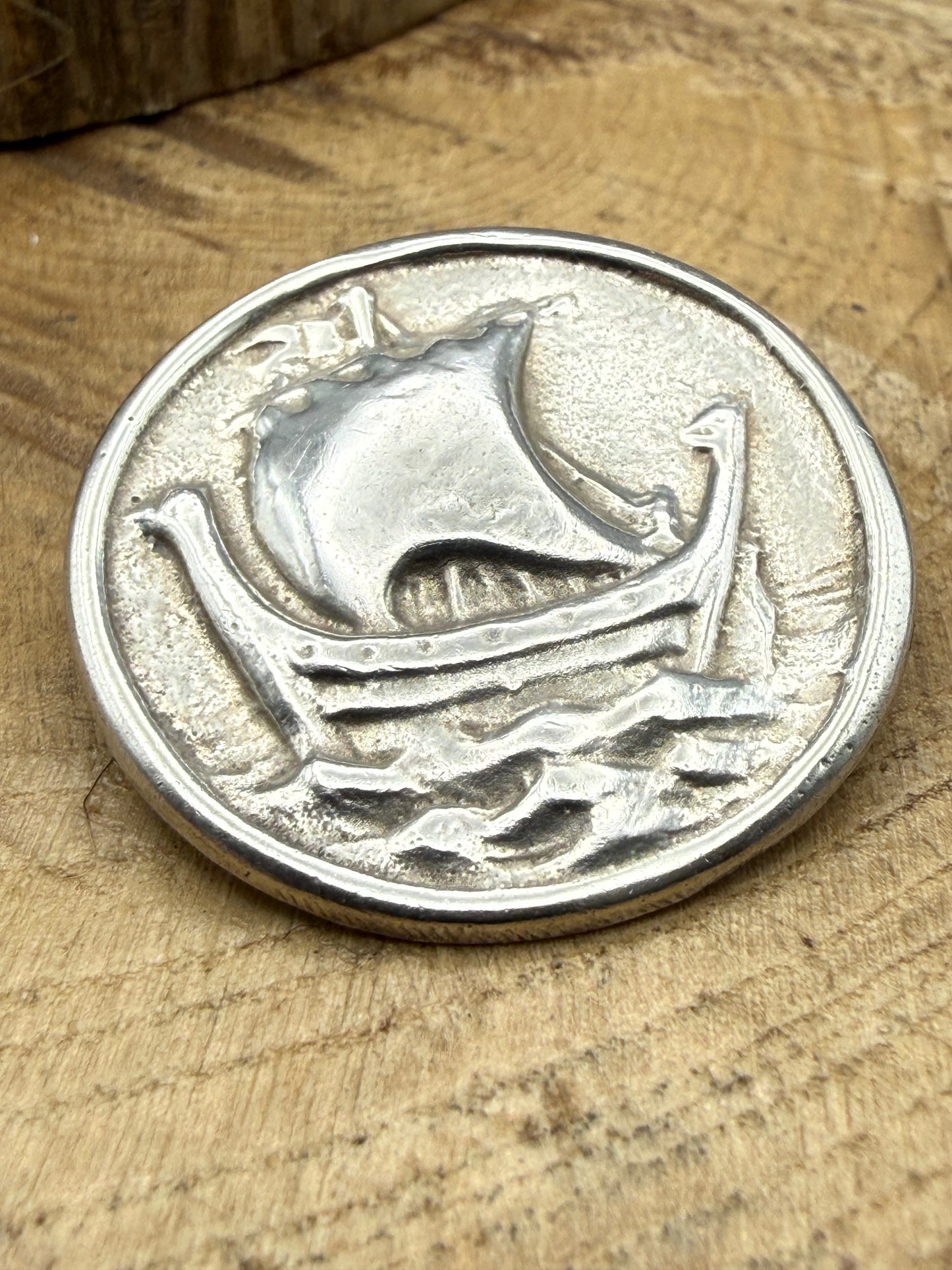 Vintage Sterling Silver Viking Longboat Brooch, Chester 1936
