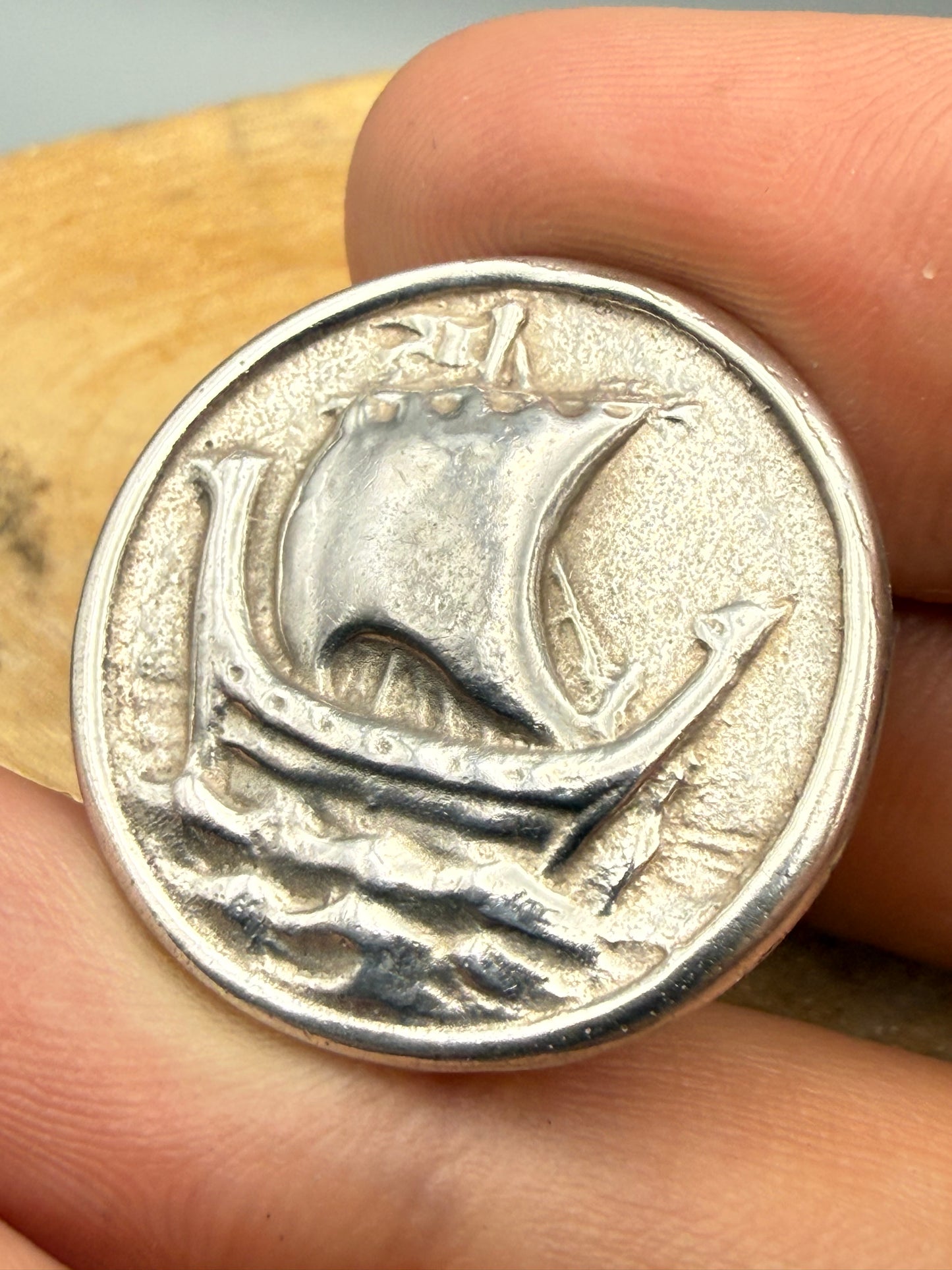 Vintage Sterling Silver Viking Longboat Brooch, Chester 1936