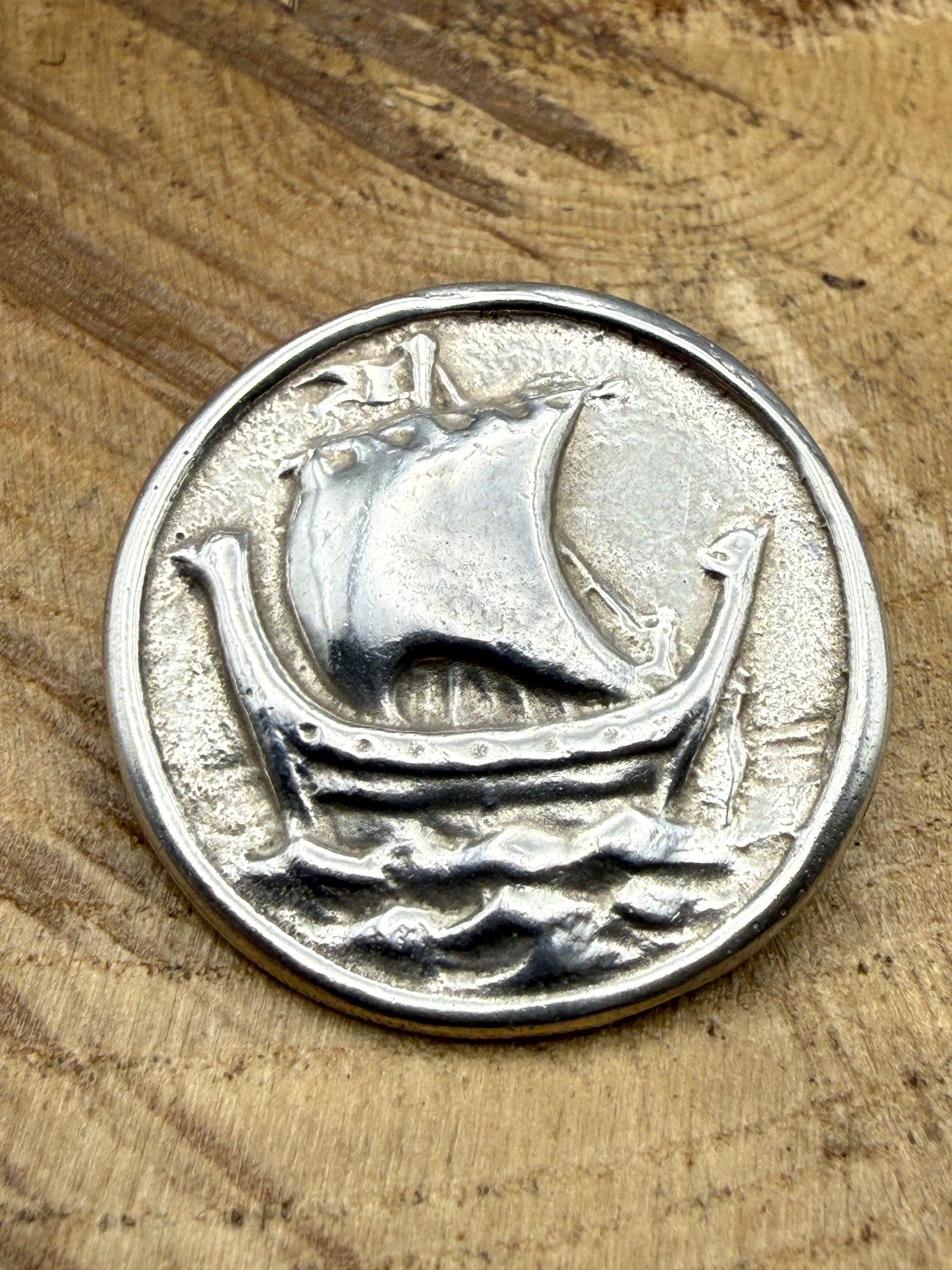 Vintage Sterling Silver Viking Longboat Brooch, Chester 1936