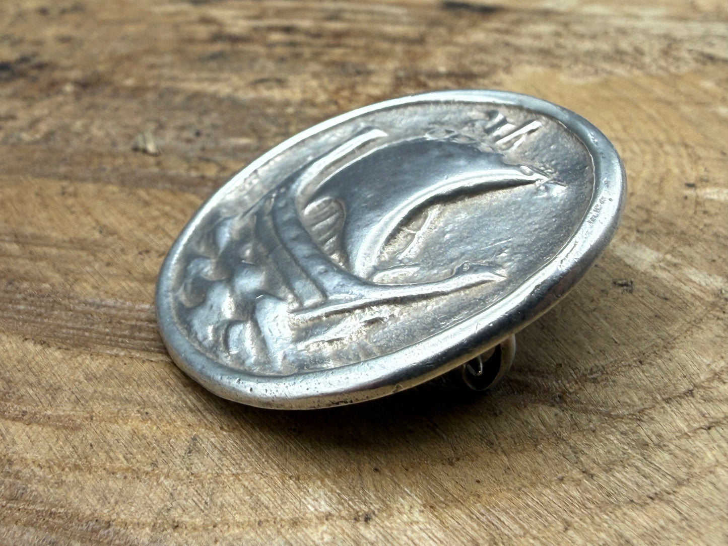 Vintage Sterling Silver Viking Longboat Brooch, Chester 1936