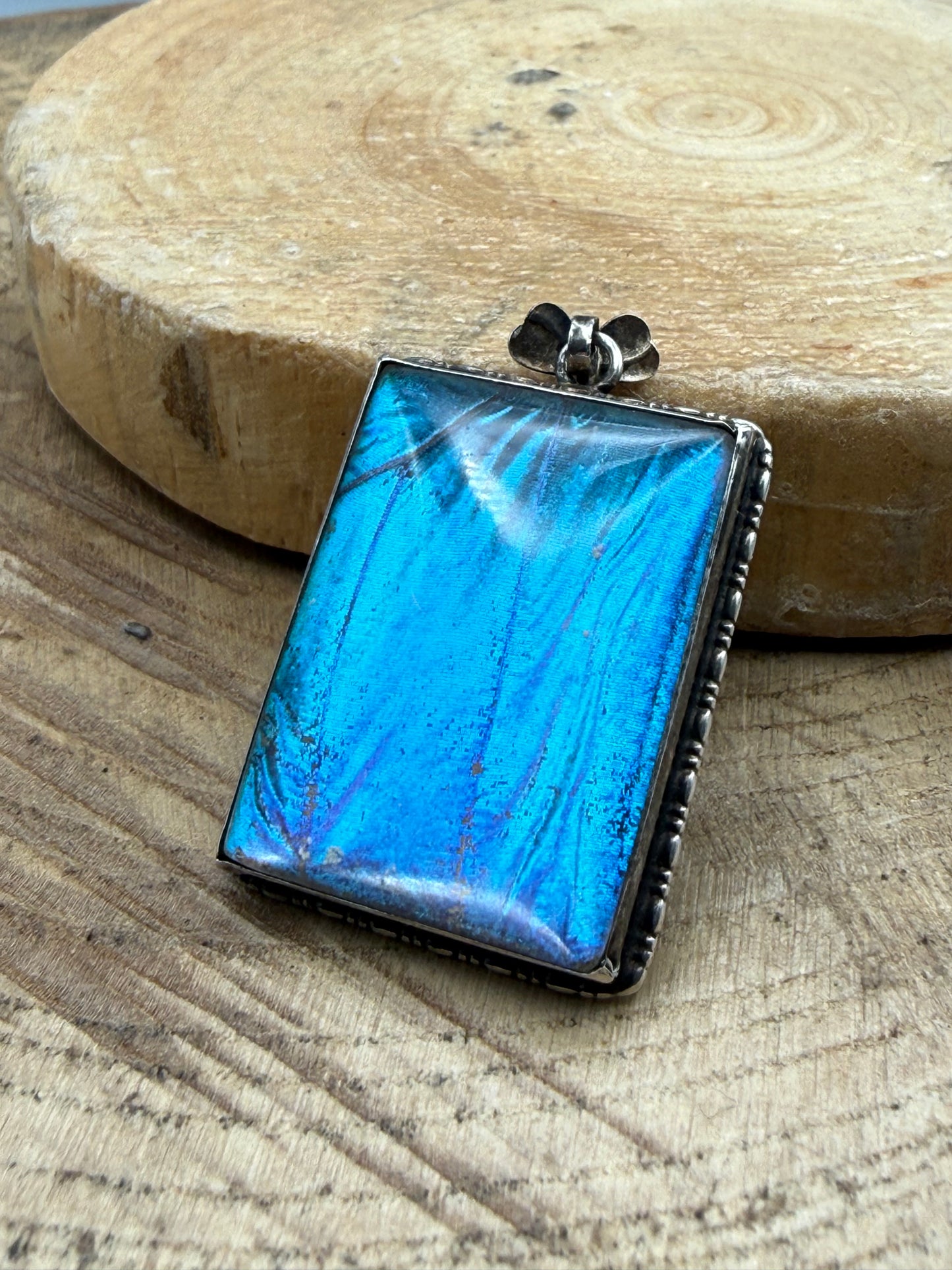 Antique Art Deco Silver Butterfly Wing Pendant