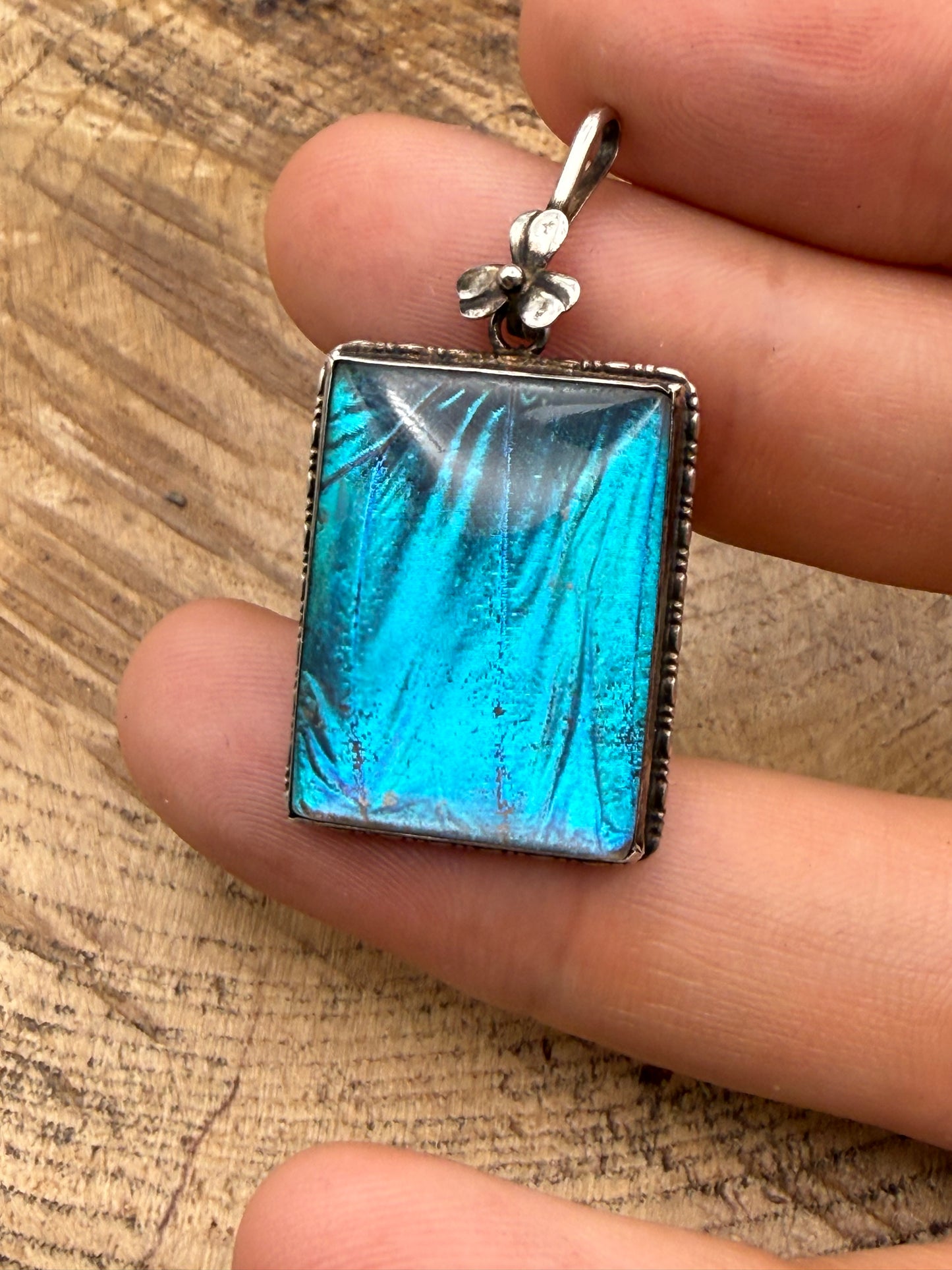 Antique Art Deco Silver Butterfly Wing Pendant