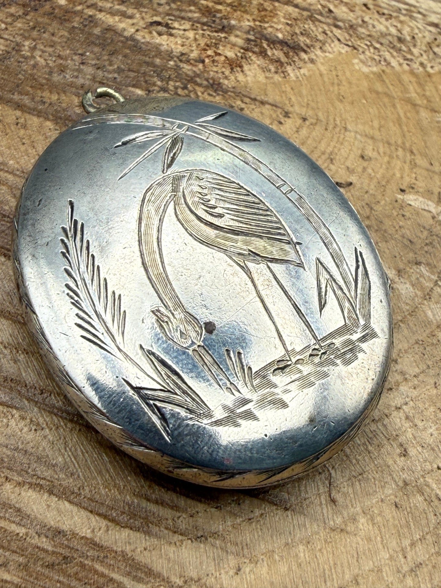 Victorian Aesthetic Movement Bird Locket, Double Sided Design