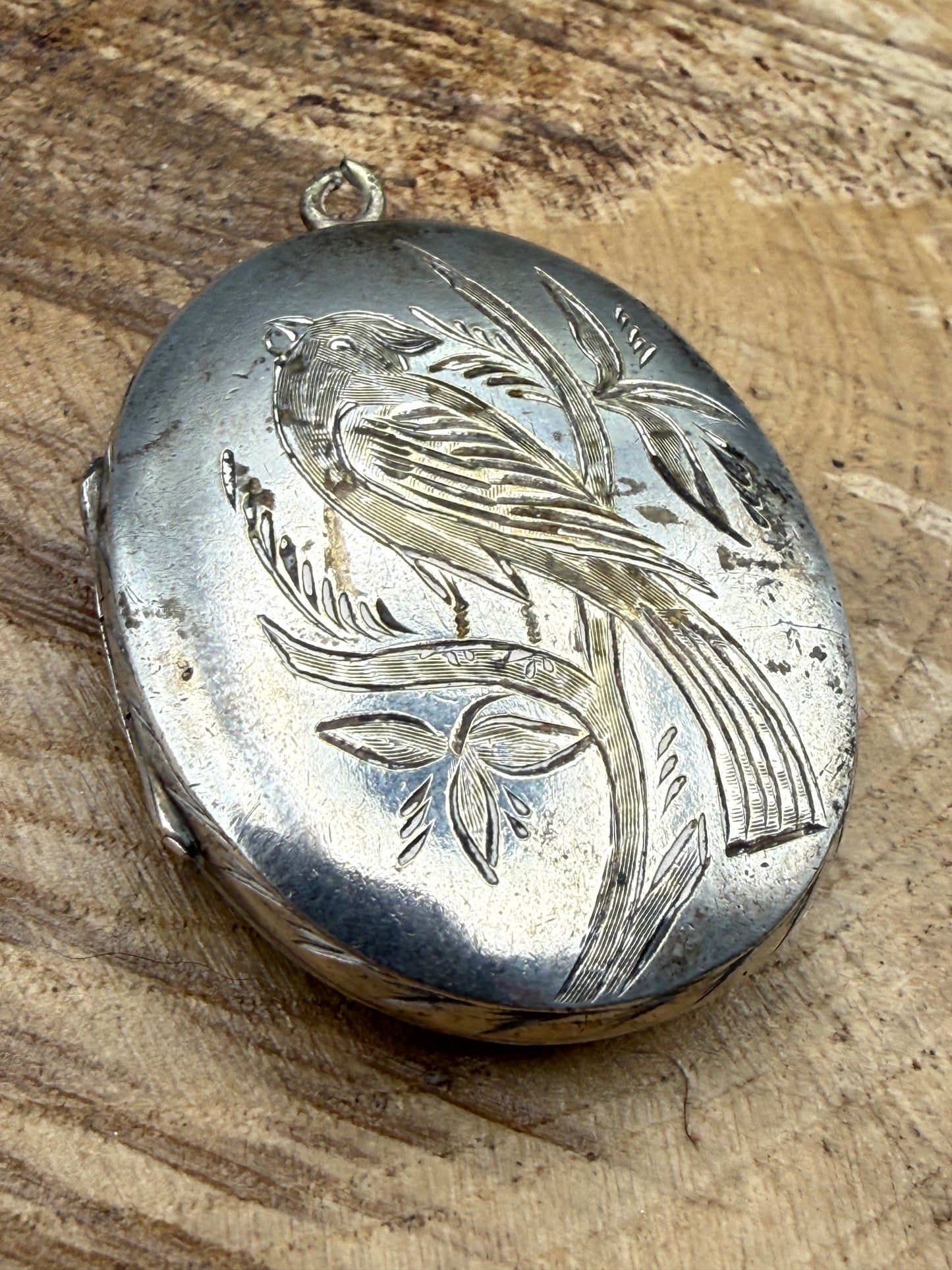 Victorian Aesthetic Movement Bird Locket, Double Sided Design