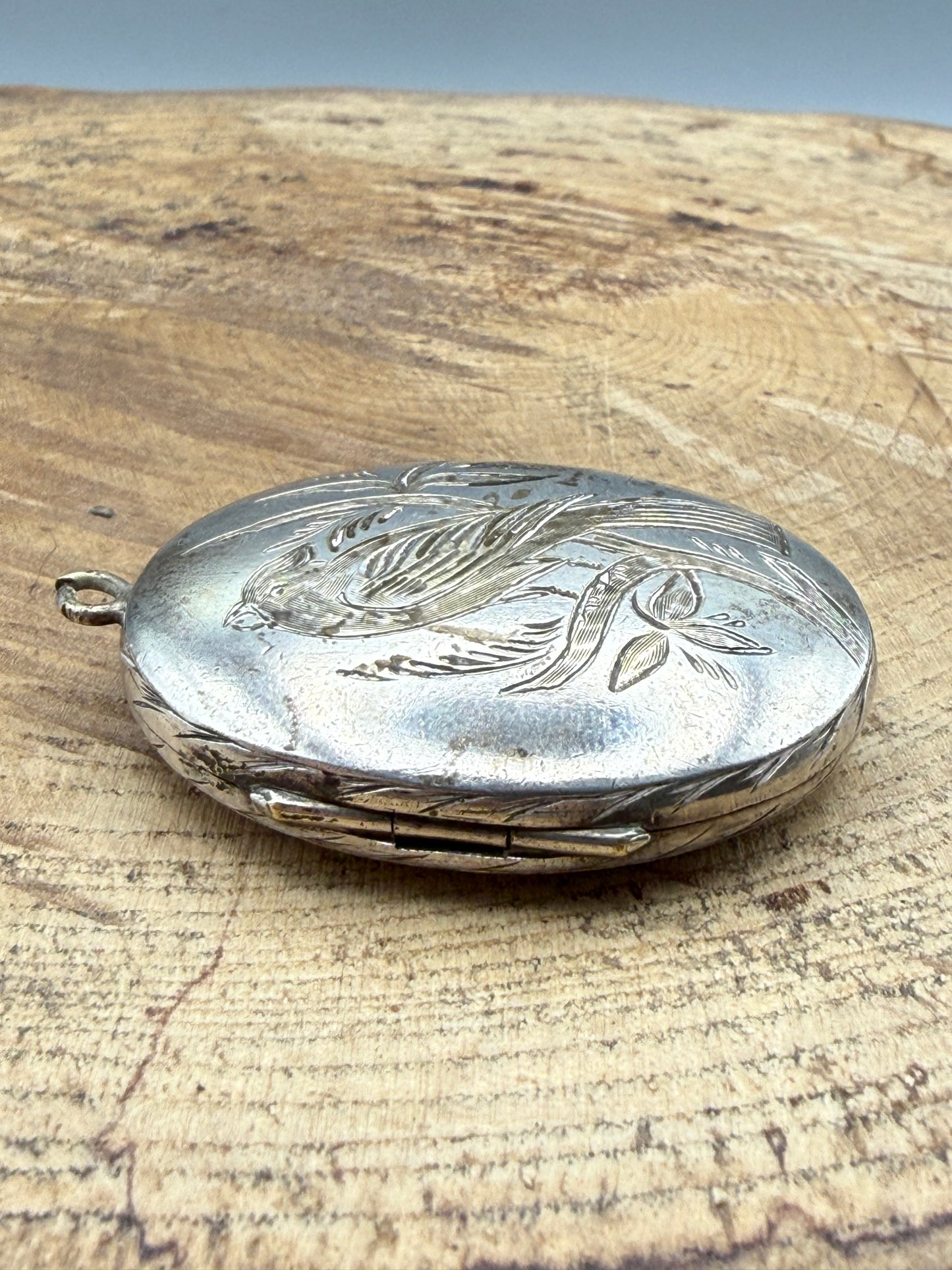 Victorian Aesthetic Movement Bird Locket, Double Sided Design