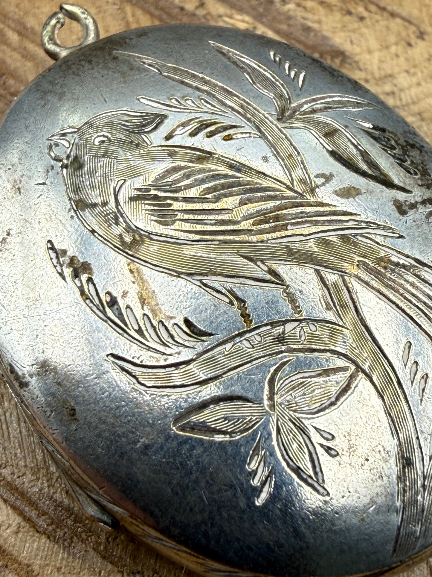 Victorian Aesthetic Movement Bird Locket, Double Sided Design
