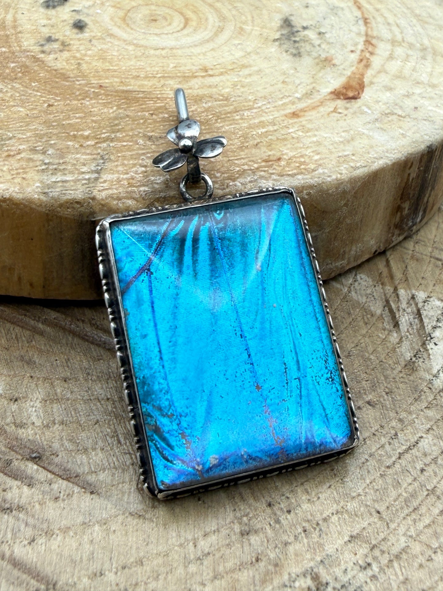 Antique Art Deco Silver Butterfly Wing Pendant