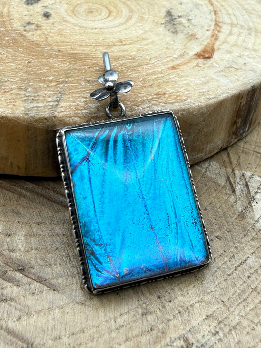 Antique Art Deco Silver Butterfly Wing Pendant