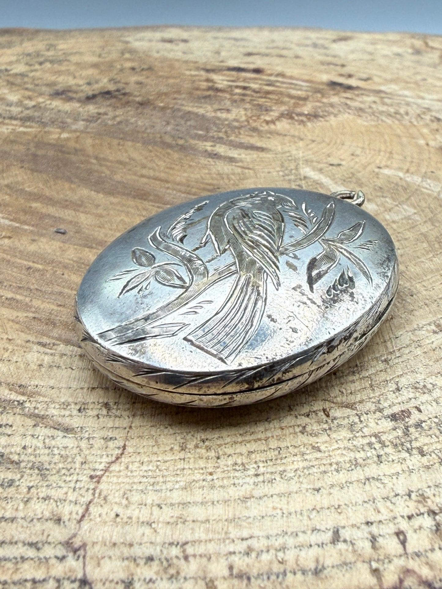 Victorian Aesthetic Movement Bird Locket, Double Sided Design