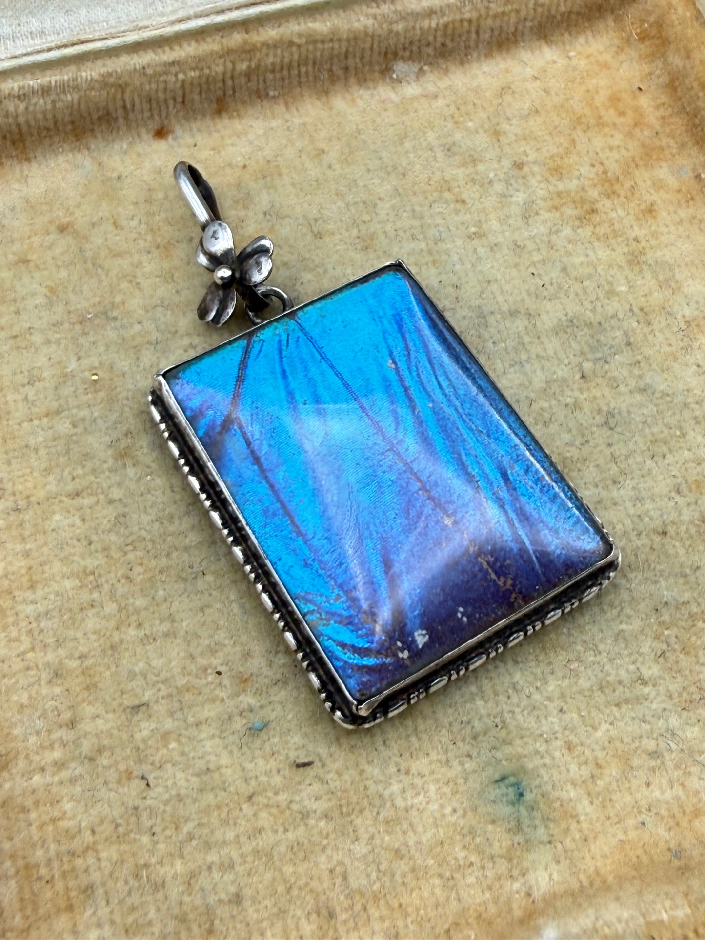 Antique Art Deco Silver Butterfly Wing Pendant