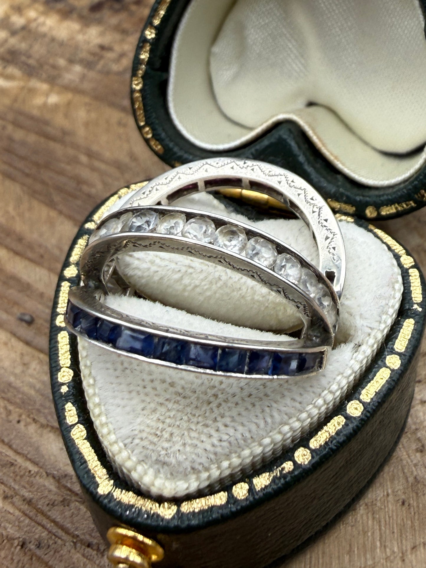 Vintage Silver Night & Day Flip Swivel Ring, Size J