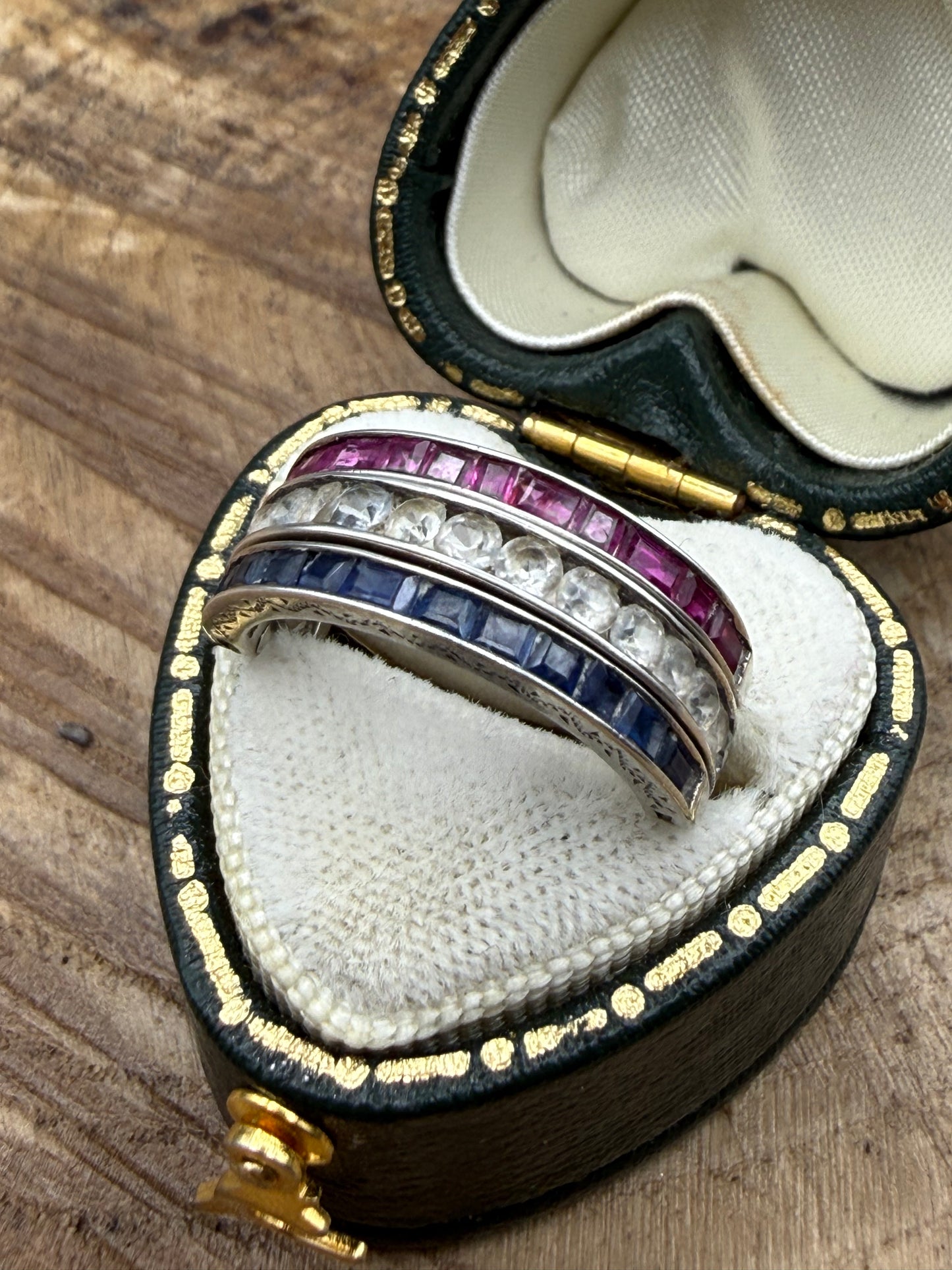 Vintage Silver Night & Day Flip Swivel Ring, Size J