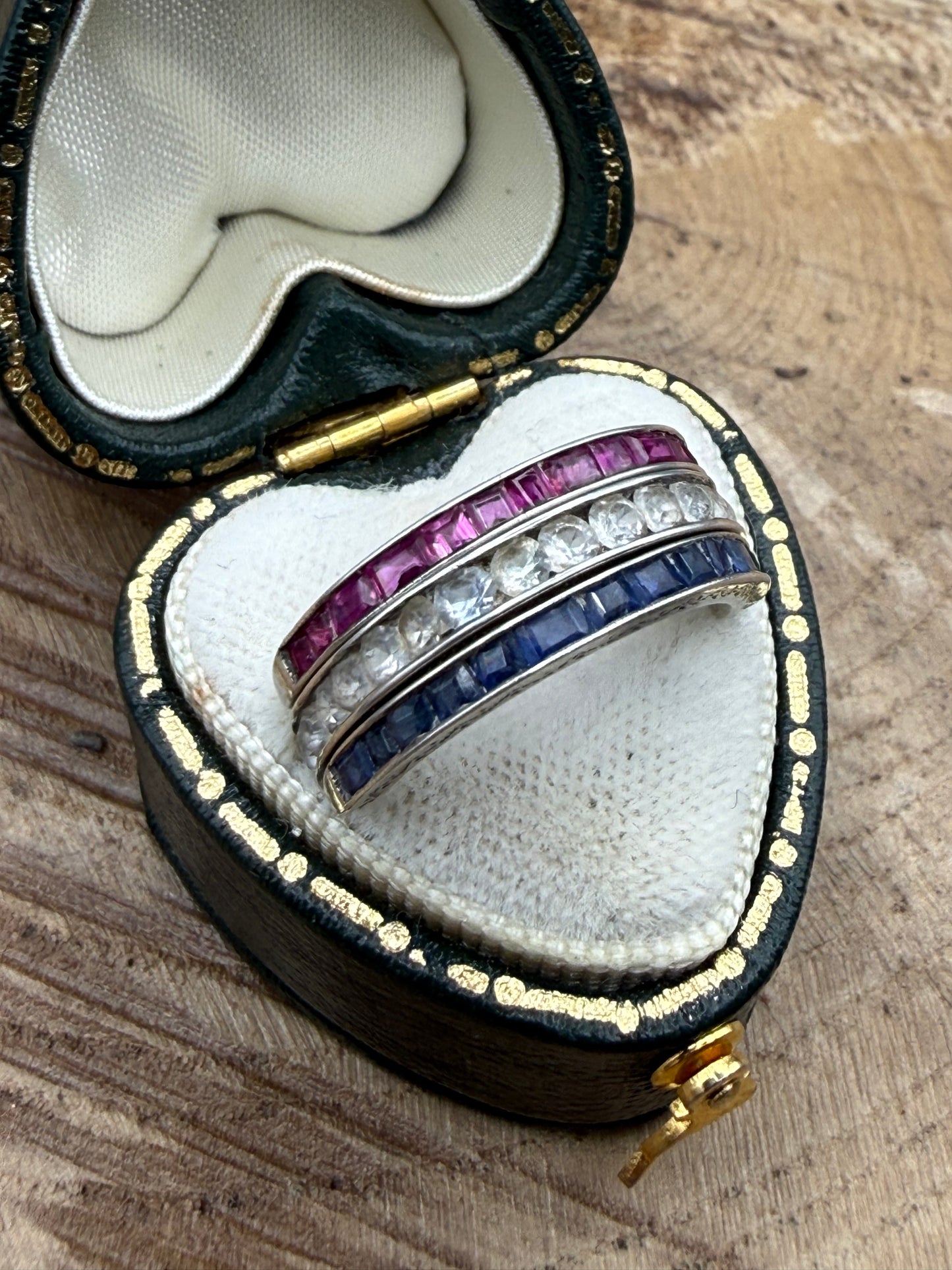 Vintage Silver Night & Day Flip Swivel Ring, Size J