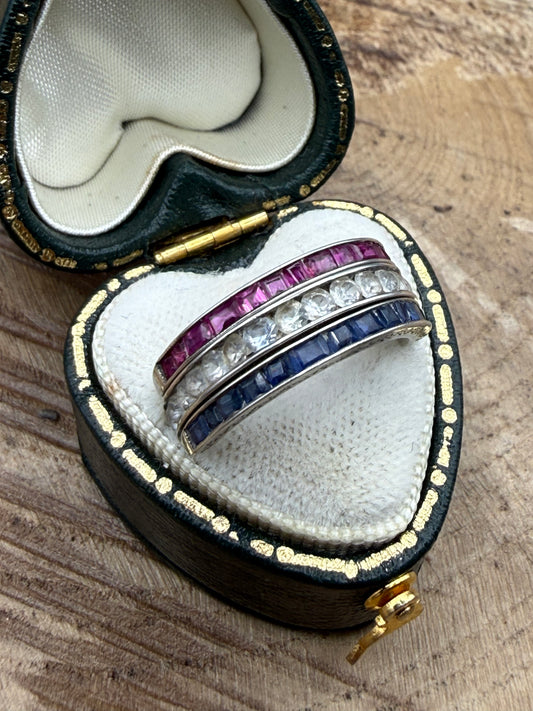 Vintage Silver Night & Day Flip Swivel Ring, Size J
