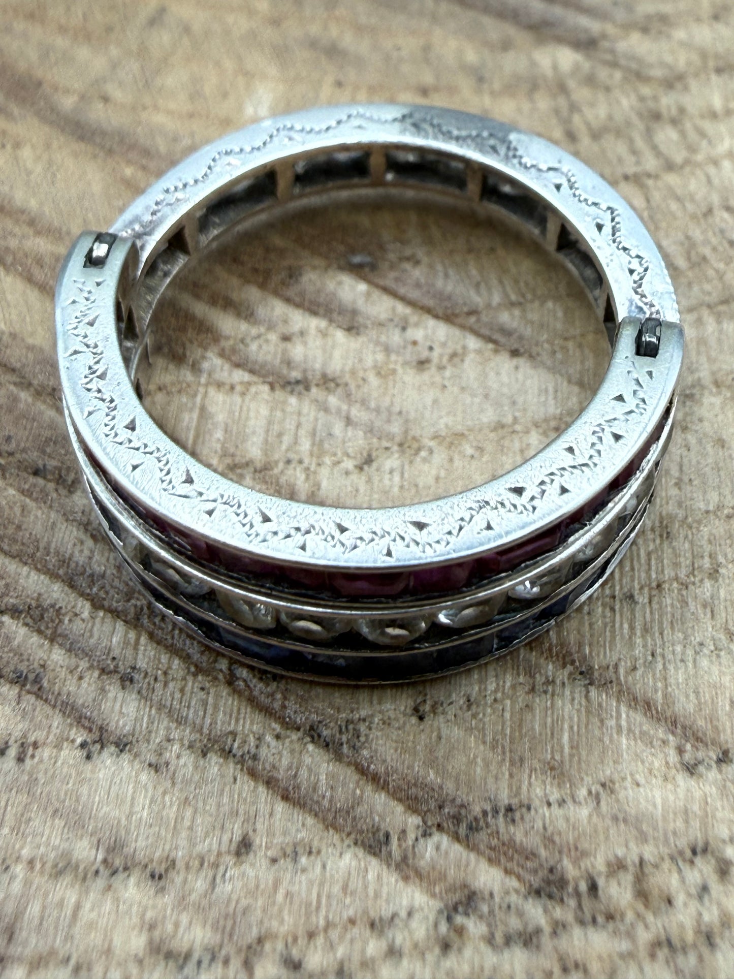 Vintage Silver Night & Day Flip Swivel Ring, Size J