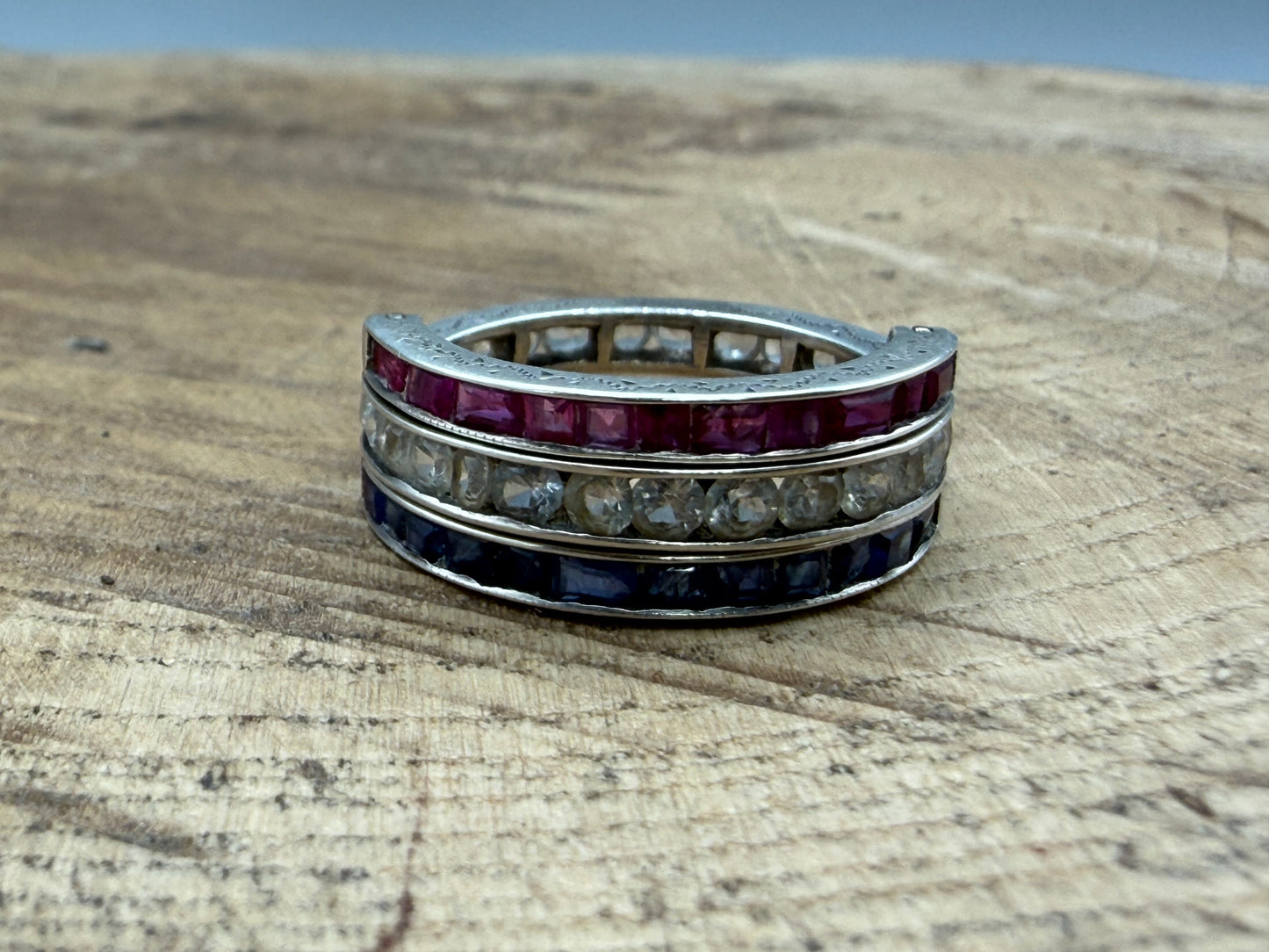 Vintage Silver Night & Day Flip Swivel Ring, Size J