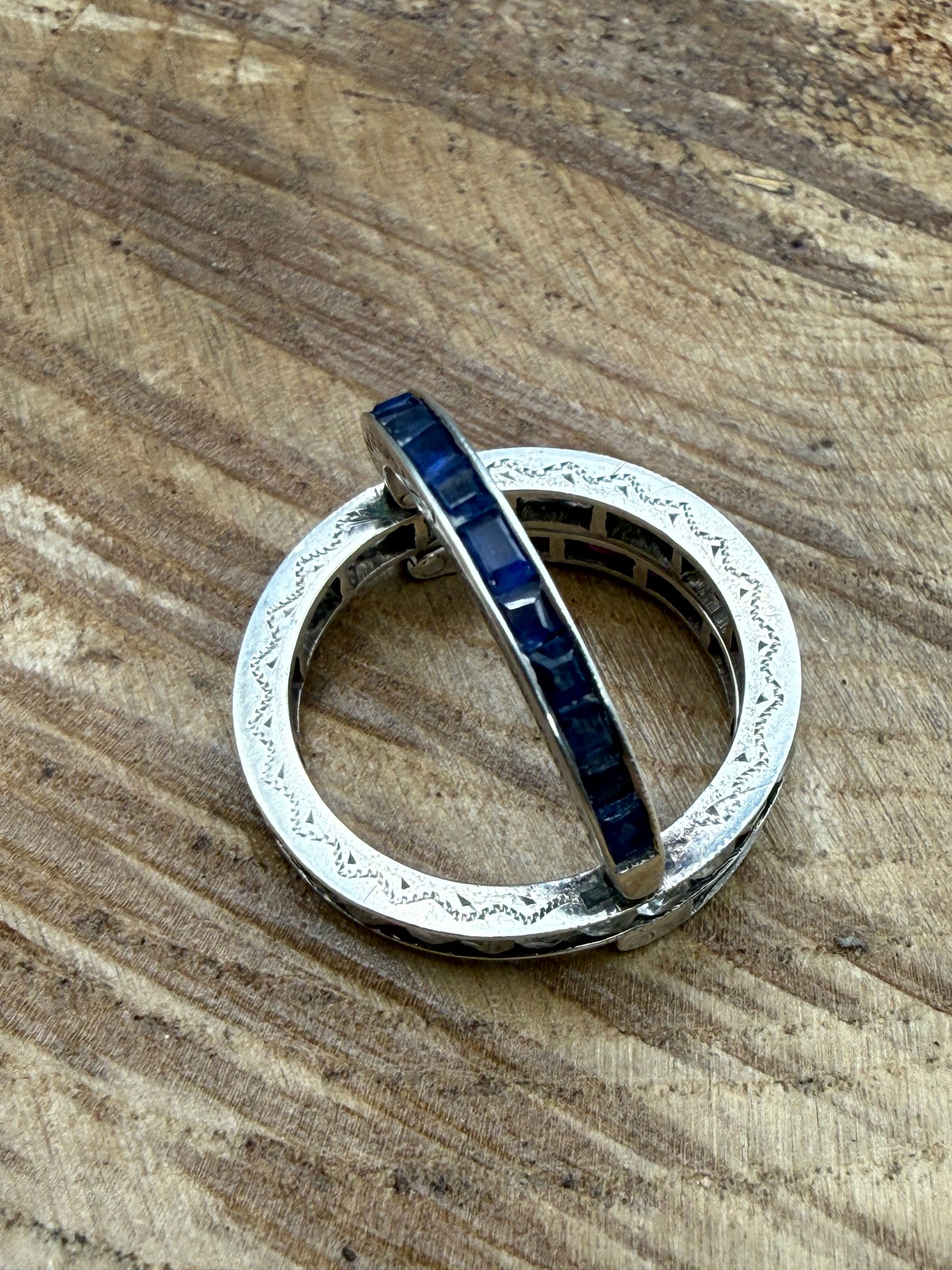 Vintage Silver Night & Day Flip Swivel Ring, Size J