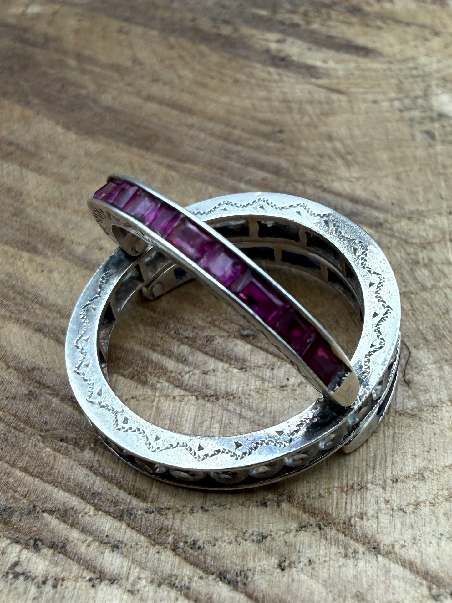 Vintage Silver Night & Day Flip Swivel Ring, Size J
