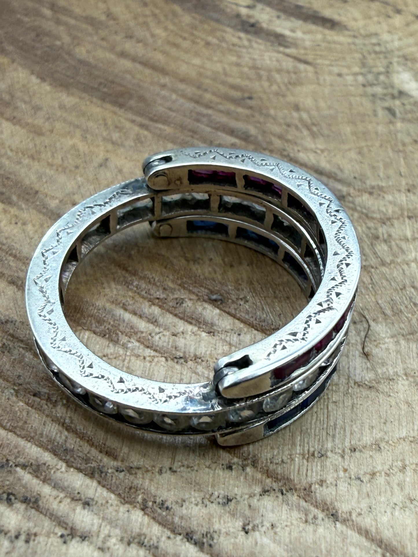 Vintage Silver Night & Day Flip Swivel Ring, Size J