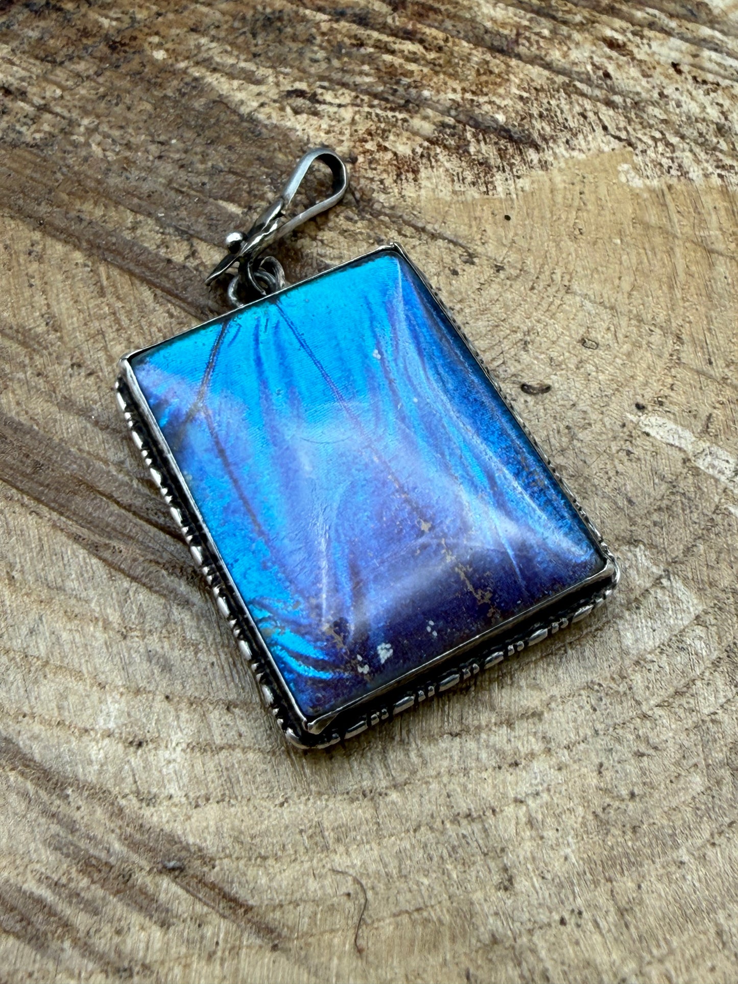 Antique Art Deco Silver Butterfly Wing Pendant