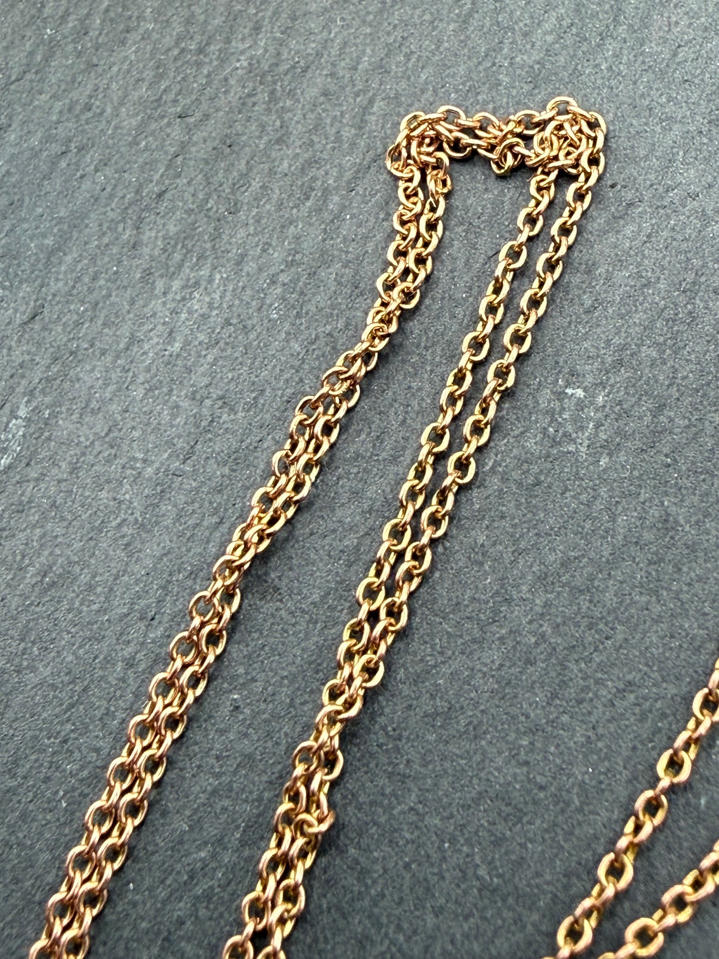 Edwardian Aquamarine & Seed Pearl 9ct Gold Pendant Necklace