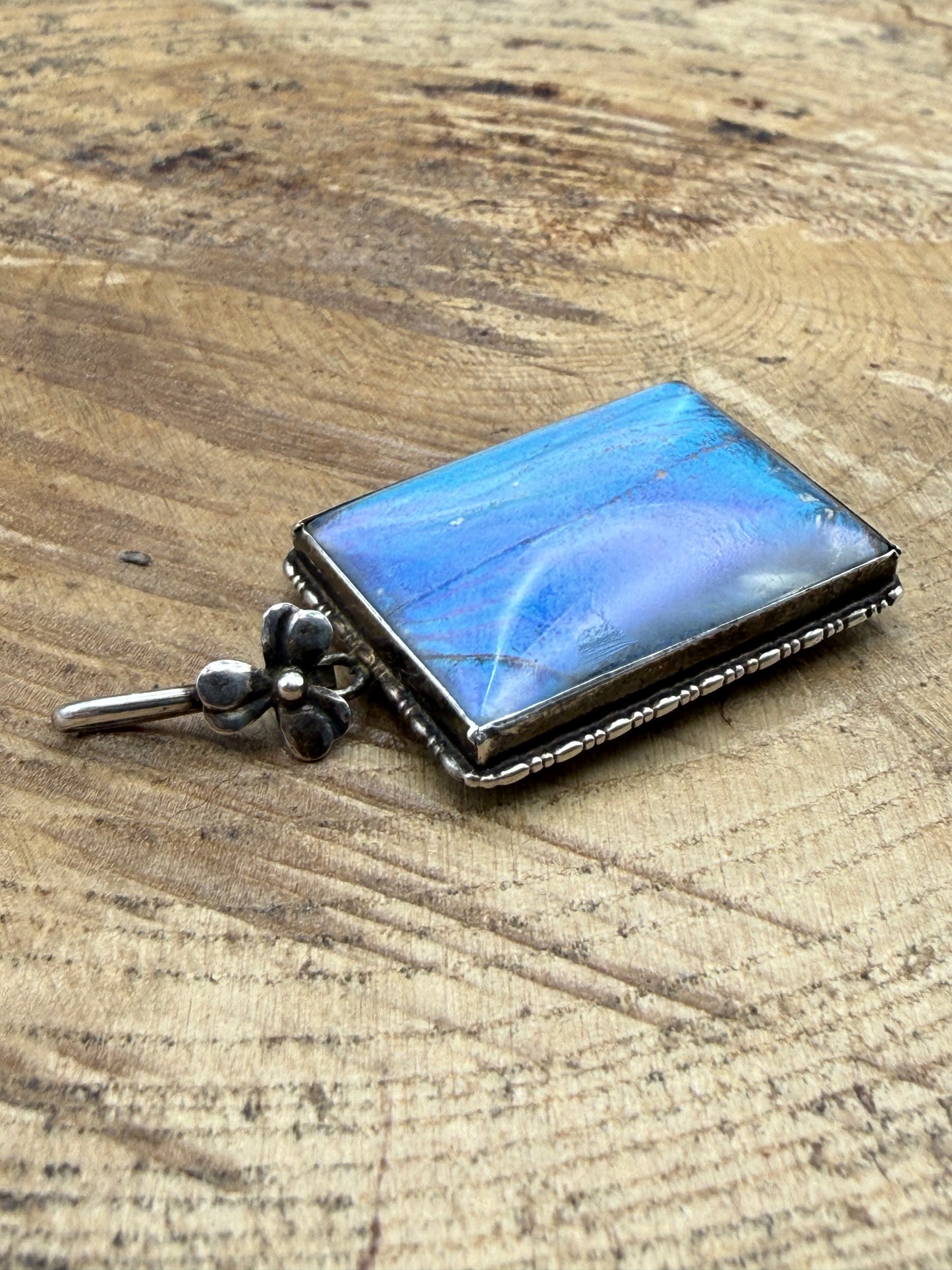 Antique Art Deco Silver Butterfly Wing Pendant