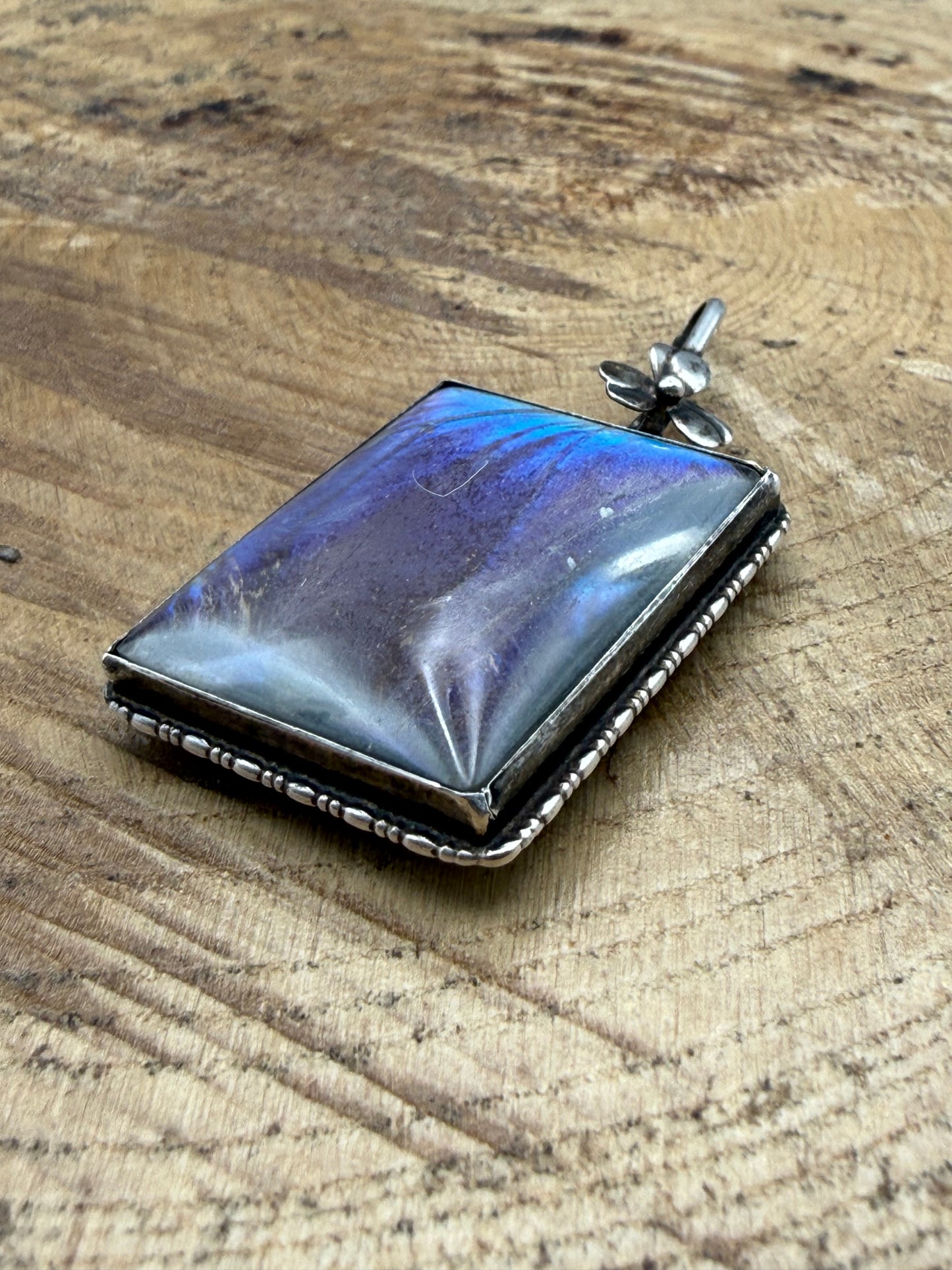 Antique Art Deco Silver Butterfly Wing Pendant