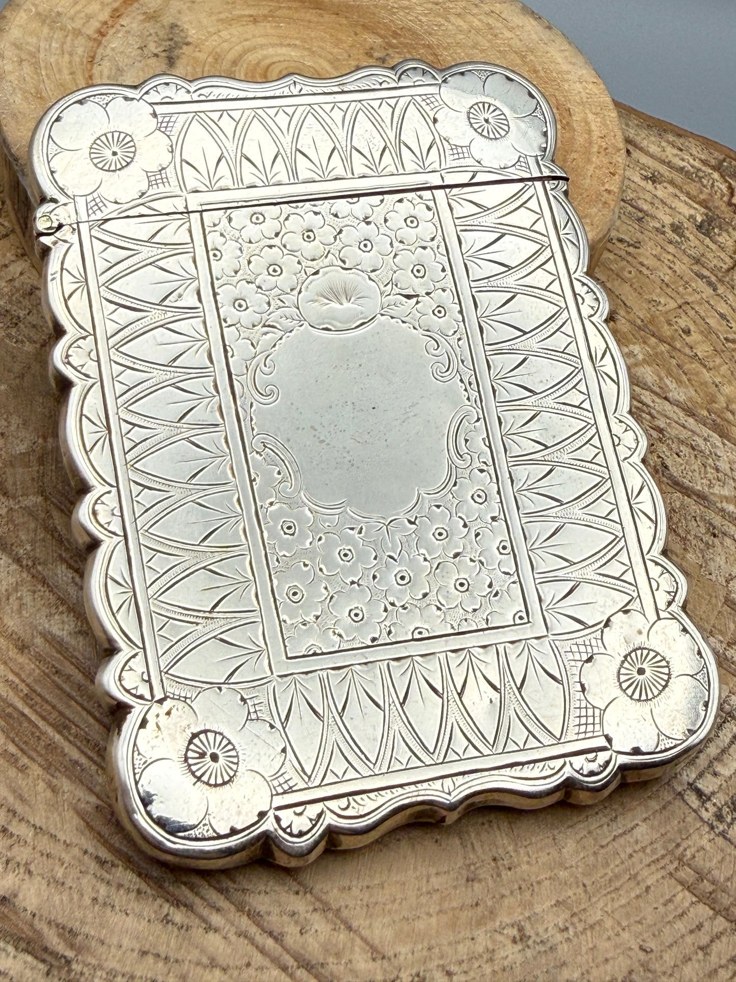Antique Victorian Sterling Silver Card Case, Hilliard & Thomason 1882